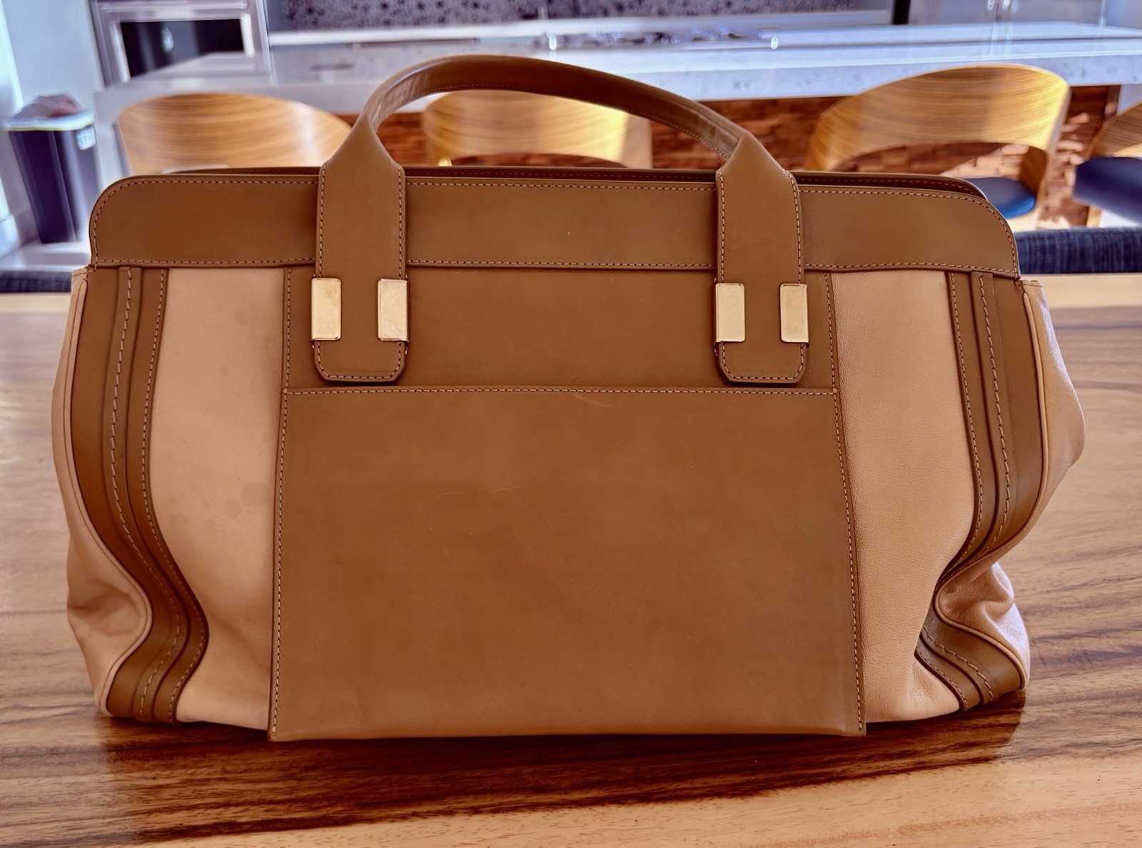 Chloe Little Alice Hand Bag Leather 2way Brown Gold