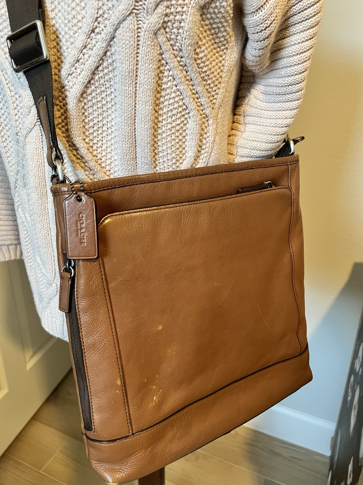 Coach Camden Tech Crossbody Messenger Bag Brown Leather