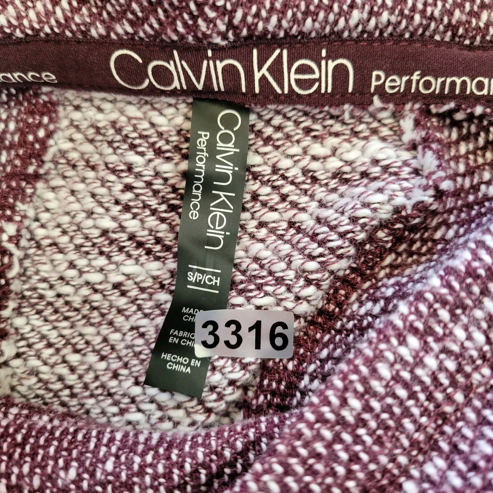 CALVIN KLEIN PERFORMANCE Sweater Women Small Woven Burgundy Cowl Neck Athleisure