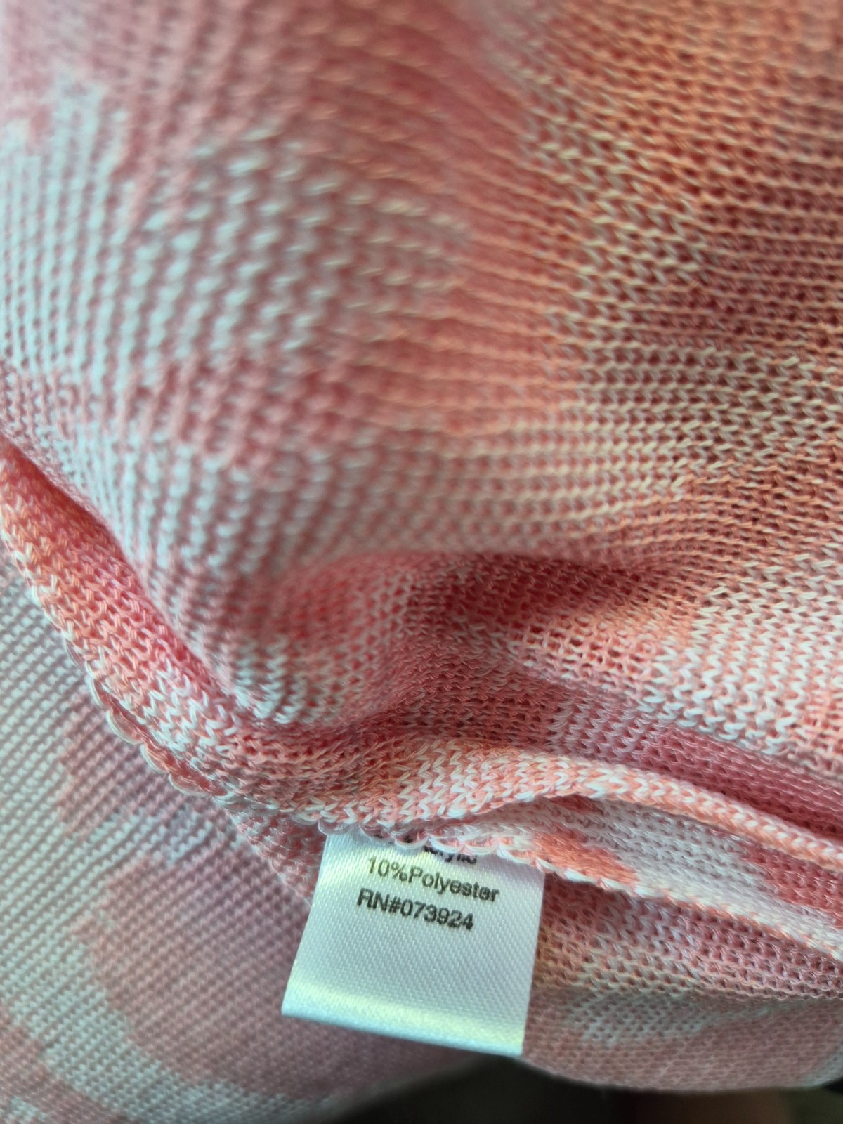 Ming Wang Open Front Cardigan Jacket Coral Salmon White Abstract Knit Size M