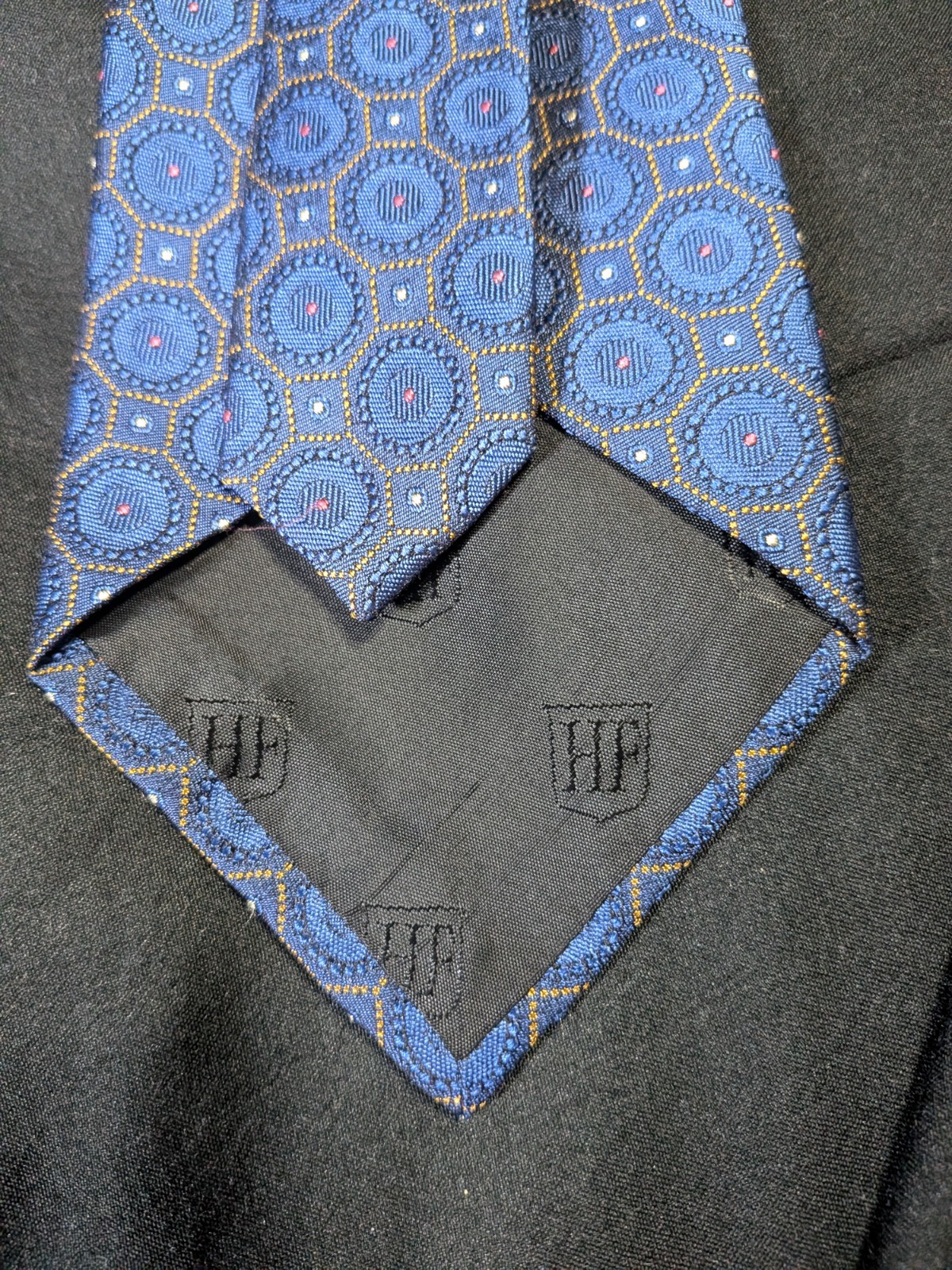 Hickey-Freeman Collection Men’s Jacquard Silk Geometric Tie Blue/Gold Italy