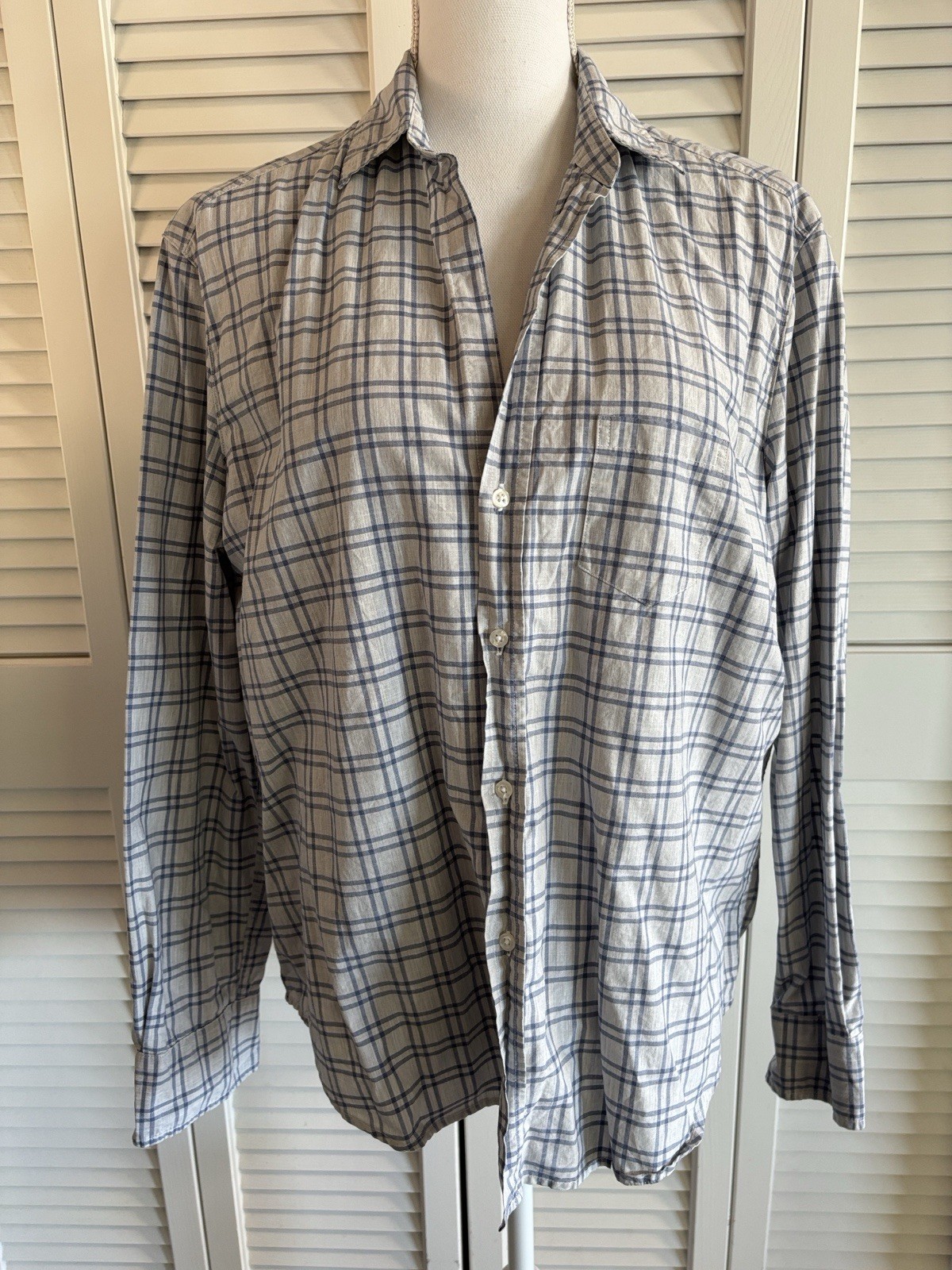 Frank & Eileen Relaxed Button-up Shirt Italian Cotton Women’s Blue Check Size L