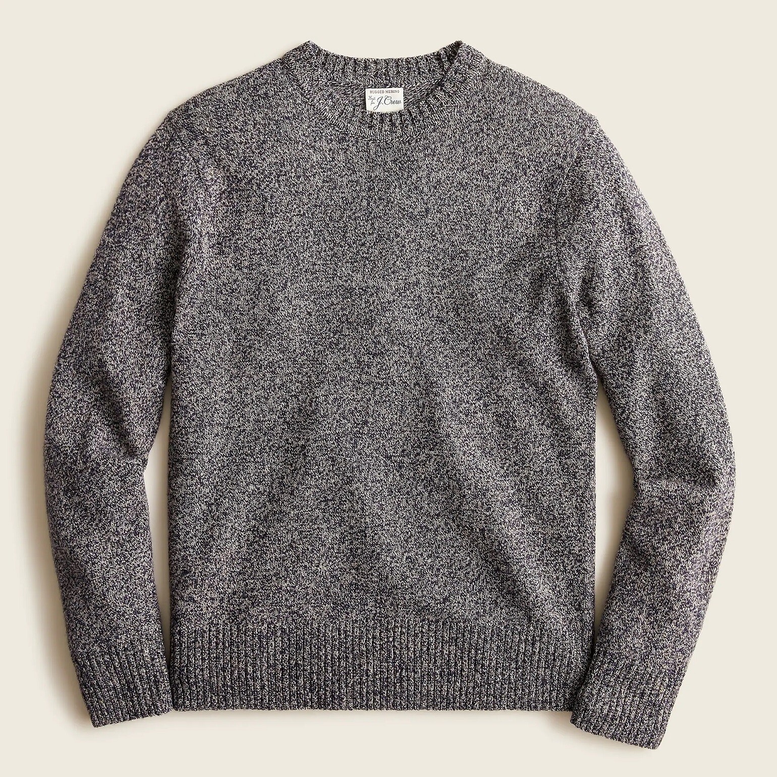JCREW Tall sweater wool merino grey heather navy classic basic marled rugged XL