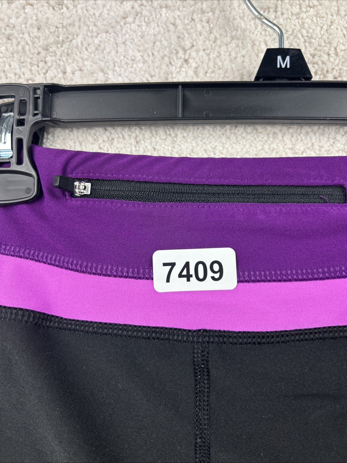 RBX Leggings Black Pink Purple Polyester Spandex Blend Womens Medium Yoga Dance