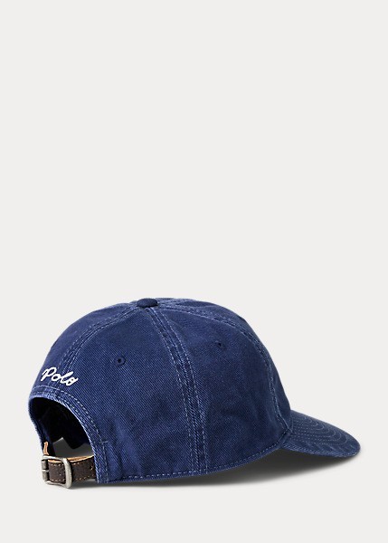 POLO RALPH LAUREN MEN LOGO WASH BASEBALL TWILL COTTON CAP NAVY#7109263682001-NWT