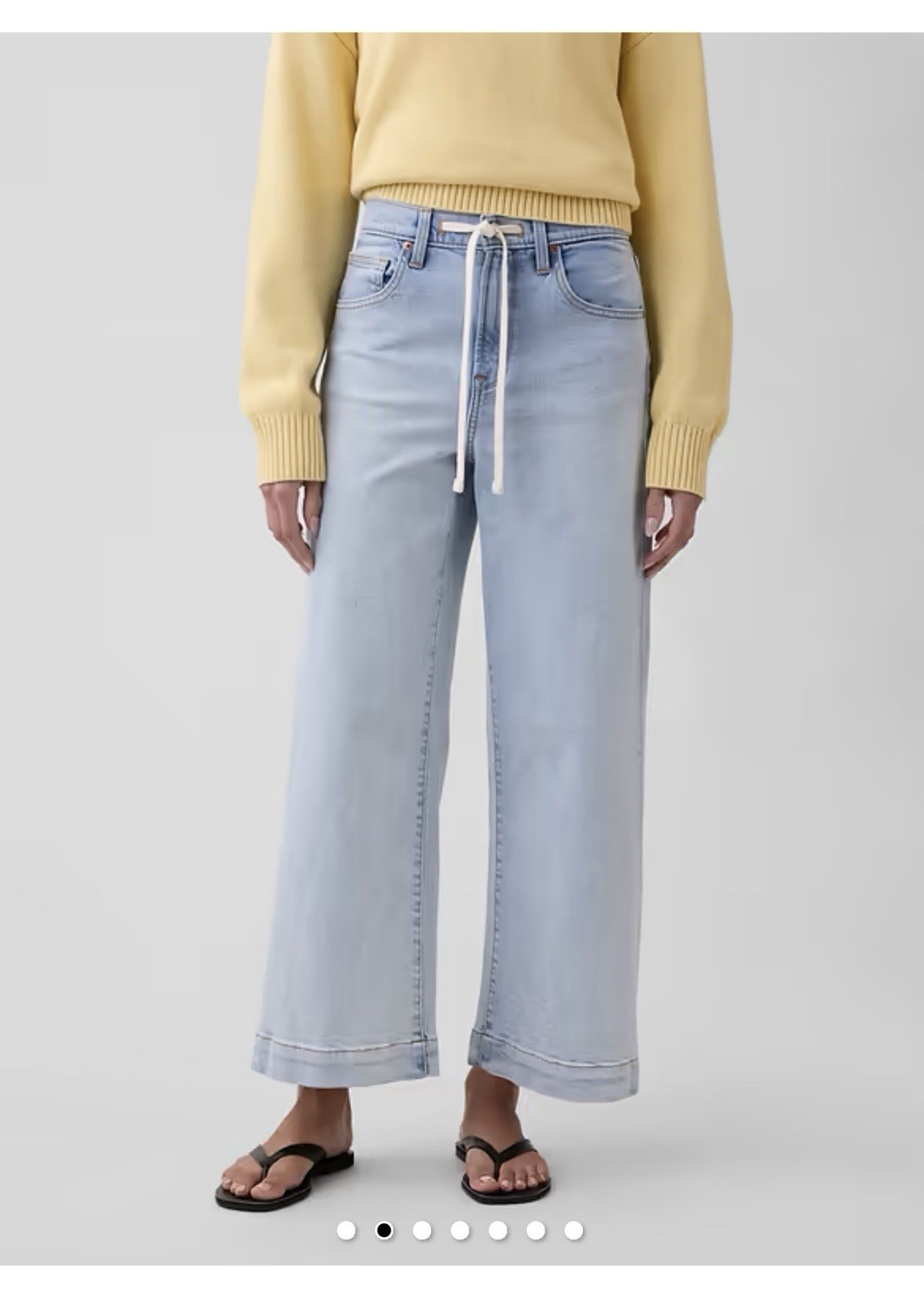 GAP High Rise Drawstring Wide Leg Crop Light Wash Jeans 2/26R NWT