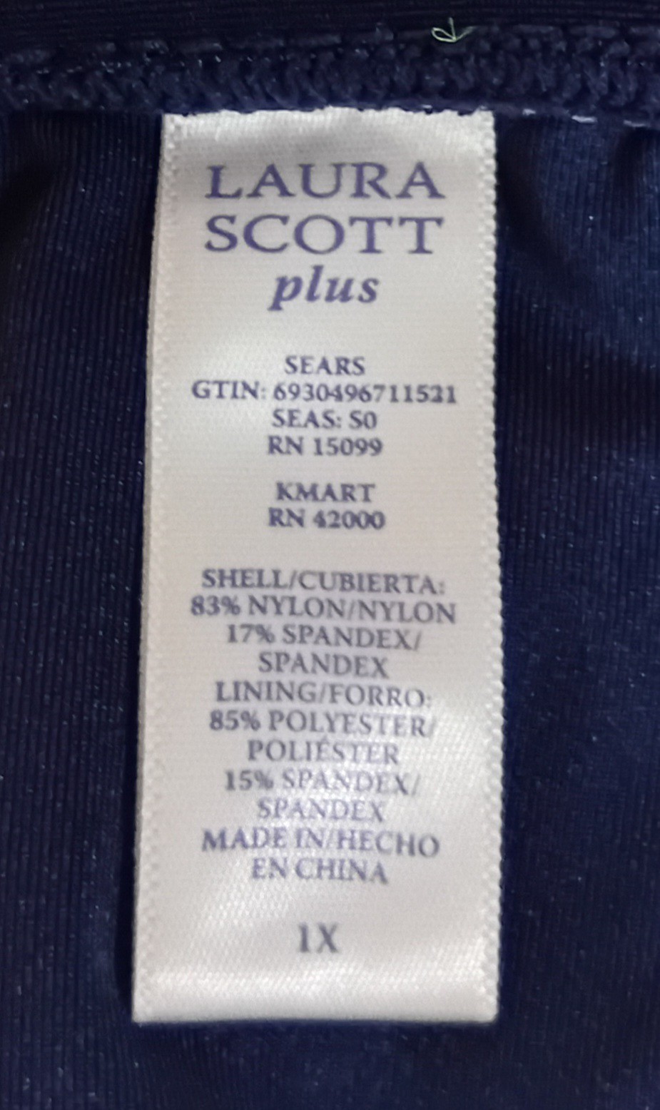 LAURA SCOTT PLUS Size 1X Swim Bottom Blue w/White Polka Dots – Sears Kmart