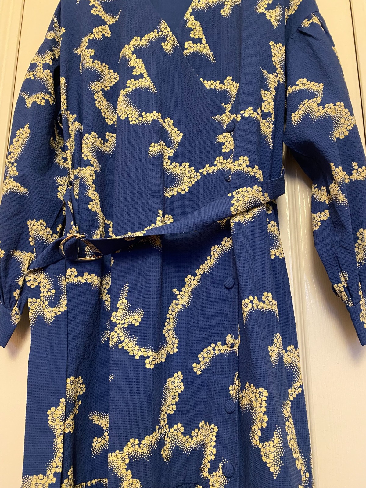Ted Baker Oapall oversized blue and white wrap dress (UK10)
