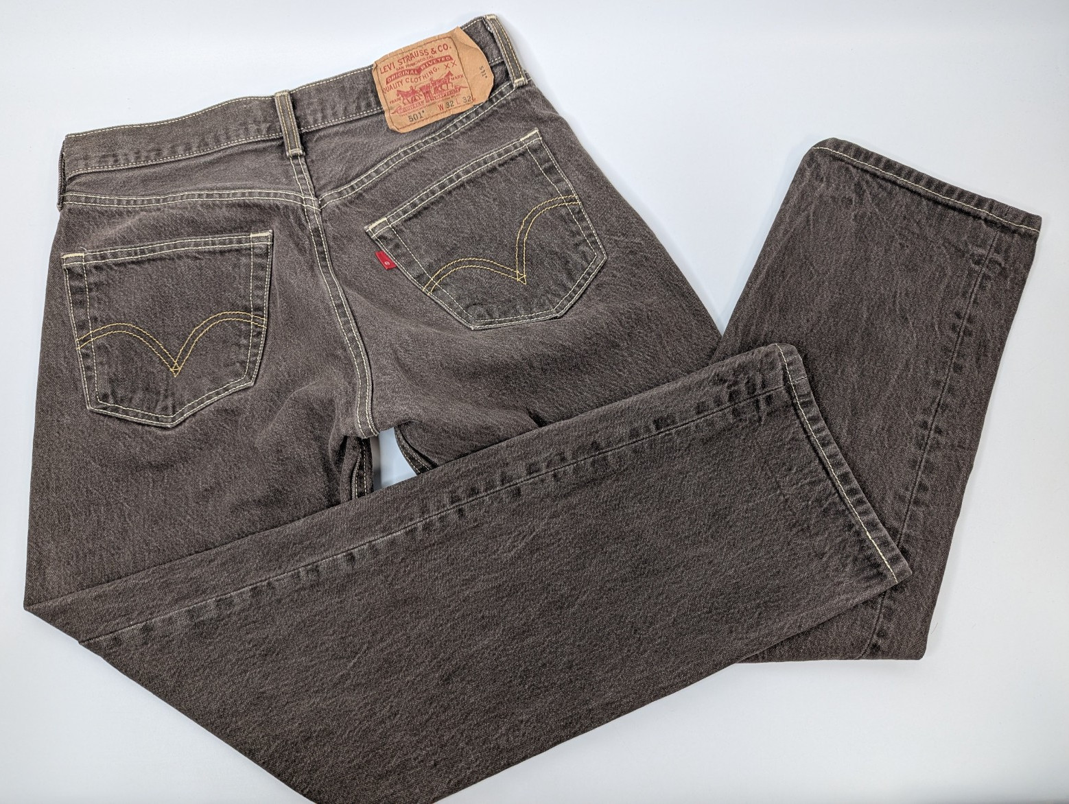 Levis 501 XX Straight Leg Button Fly Brown Jeans Men’s Fits 30×29 Hem Y2K