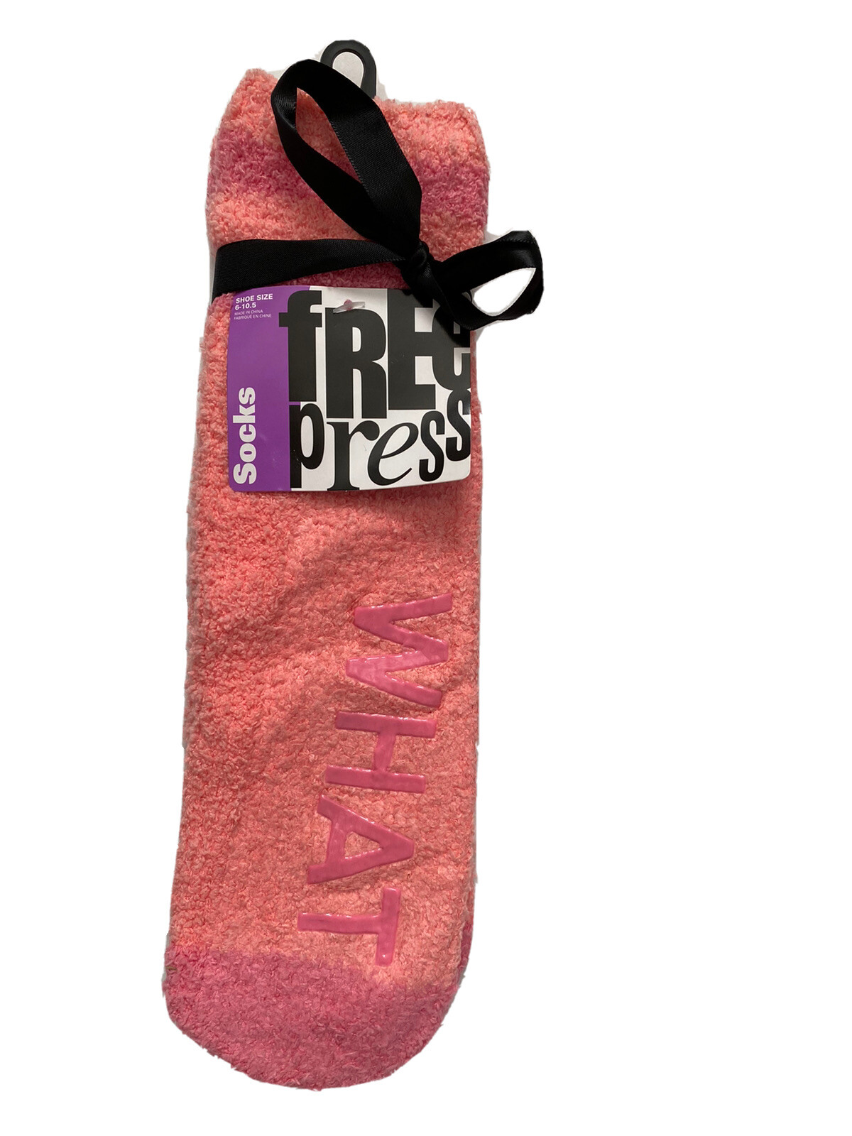 Free Press Women What Ever Fuzzy Crew Socks 2 Pairs Peach One Size 6443