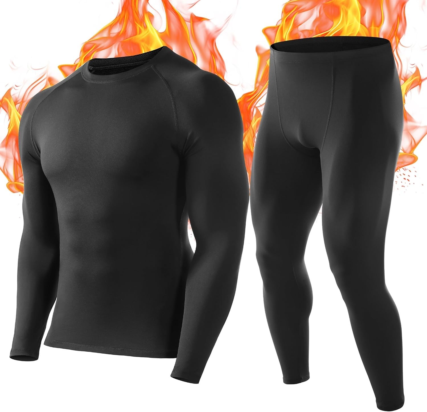 Men Thermal Underwear Set Long Johns Fleece Lined Compression Base Layer Winter