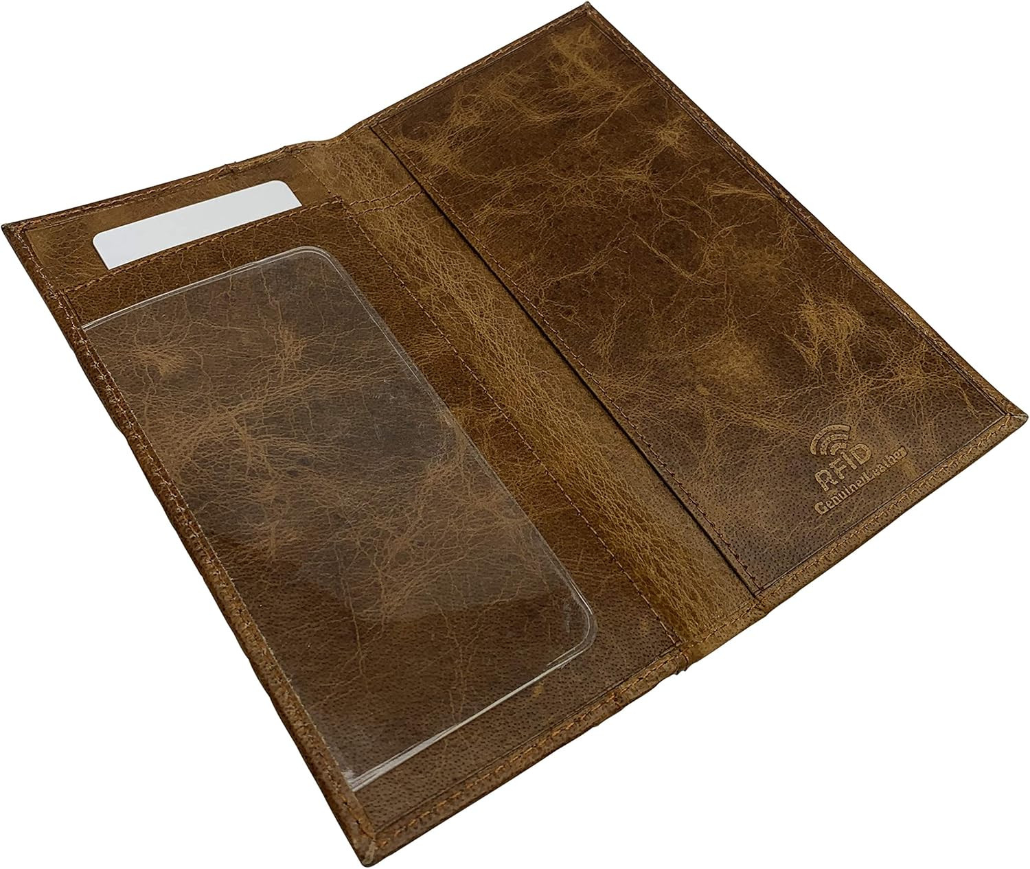 Genuine Leather Checkbook Cover for Men & Women Checkbook Holder Wallet RFID Blo