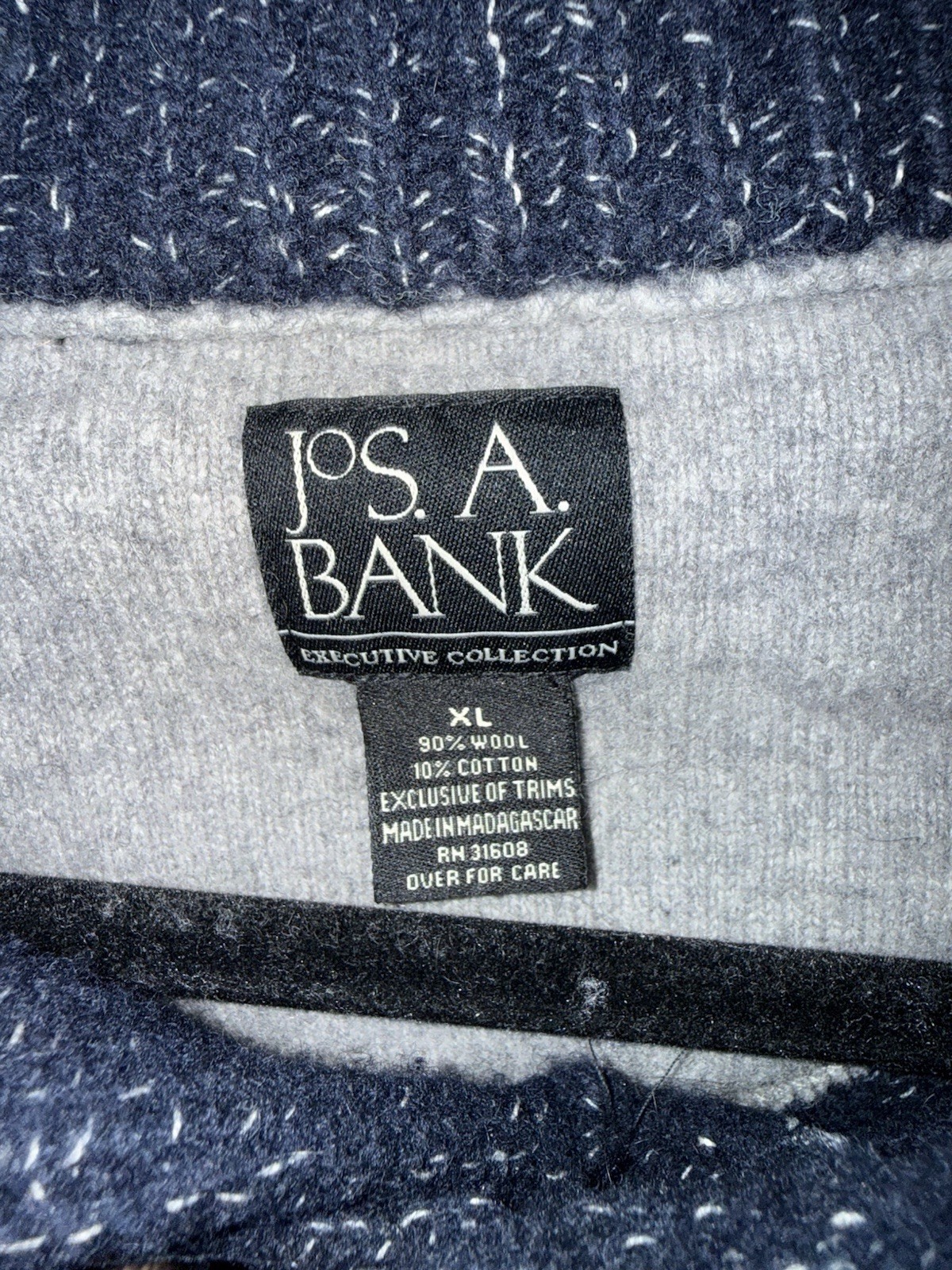 Jos. A. Bank Blue Knit Wool Shawl Collar Pullover Sweater Men’s Size XL