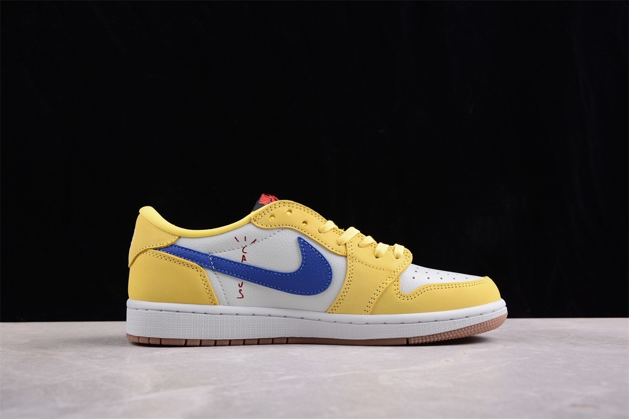 Men’s US Size 7-12 Travis Scott x Jordan 1 Low OG “Canary Yellow” Sneakers