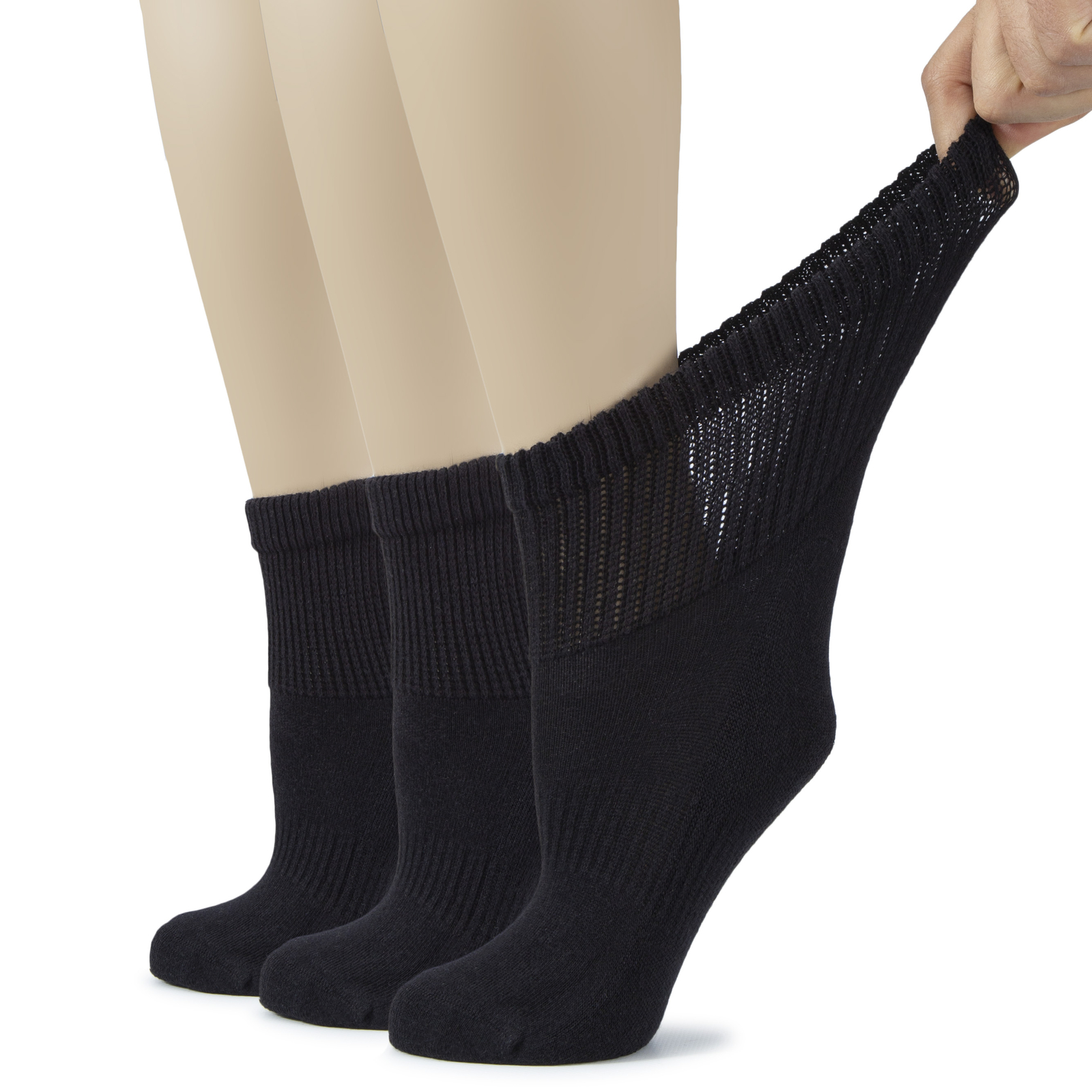 Hugh Ugoli Women’s Diabetic Ankle Cotton Socks, 3 Pairs, Shoe Size: 6-9/9-12