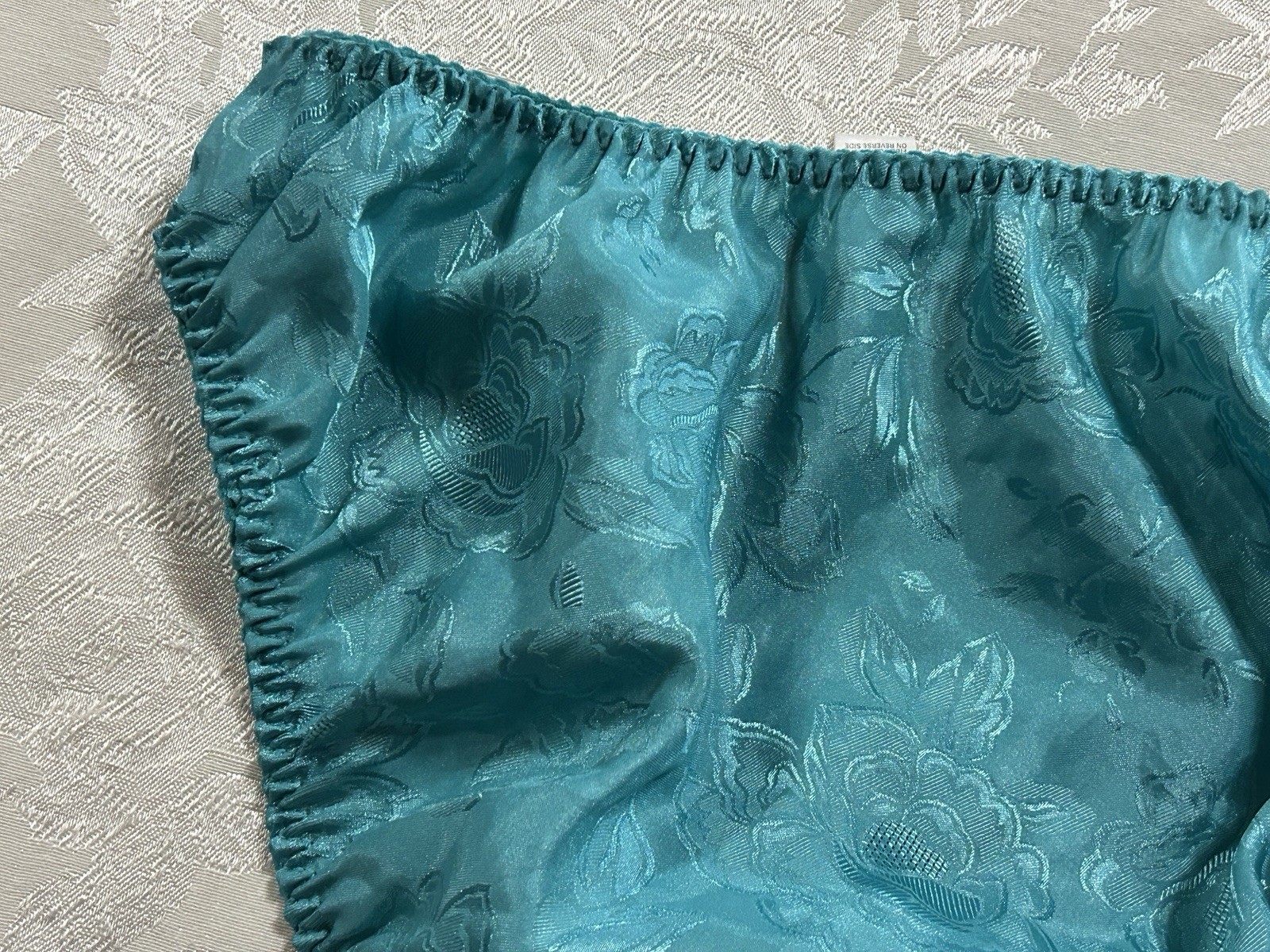 NWT Vtg NO EXCUSES Floral Shiny Satin 36C Bra Sz 7 Hi-Cut Panties Set