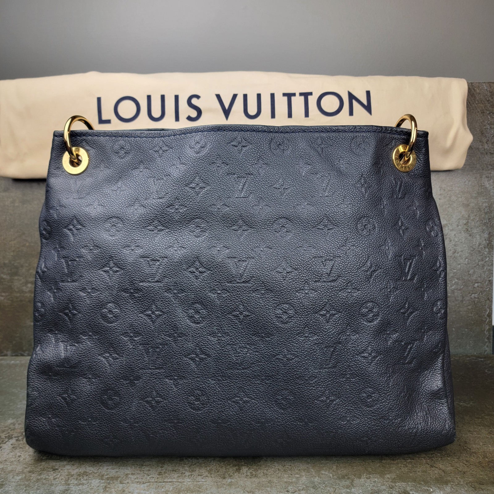 LOUIS VUITTON Artsy MM Monogram Empreinte Infini Blue Hand Bag Papers & Boxes