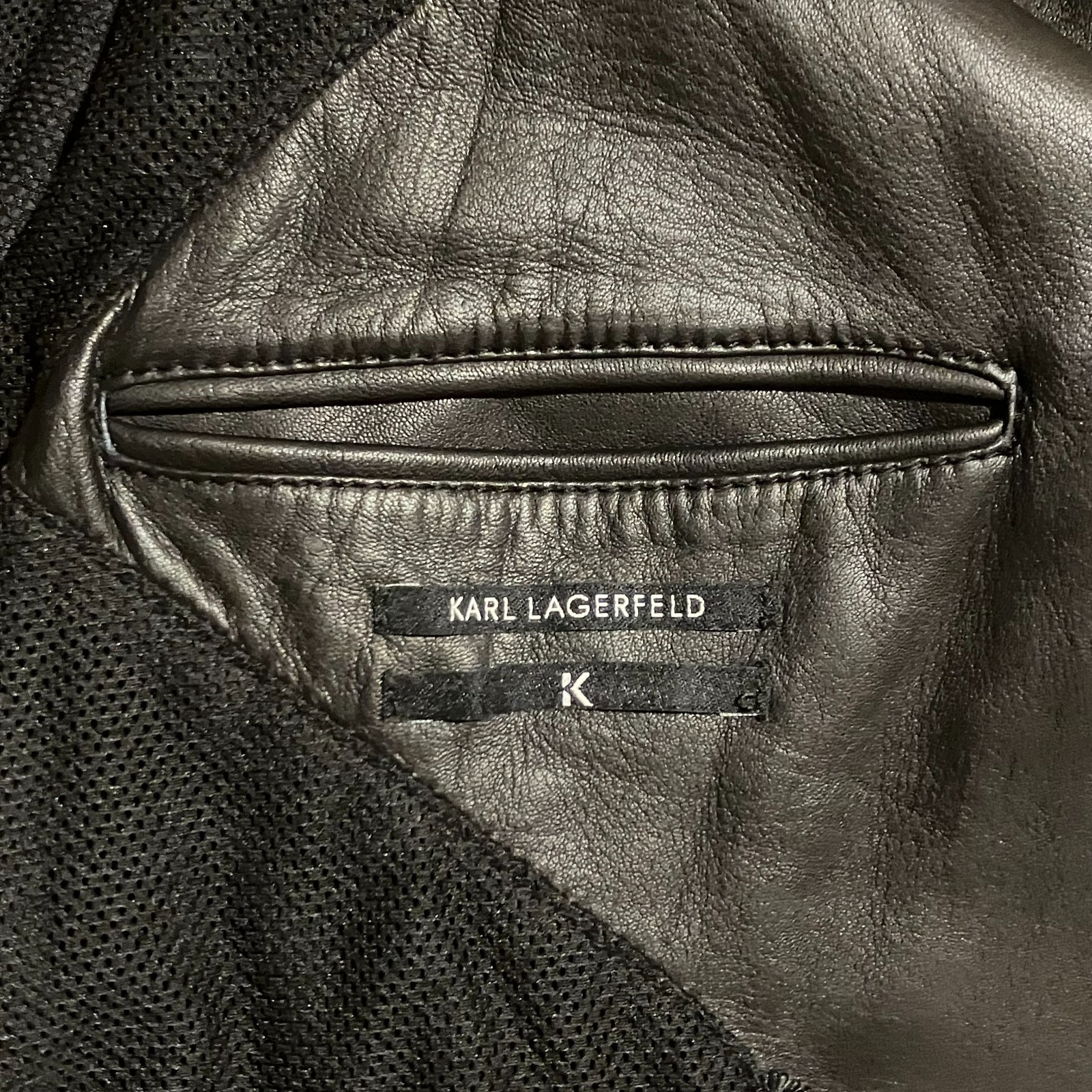 Karl Lagerfeld Men’s Black Leather Biker Jacket with Zippers & Shirt Collar BNWT