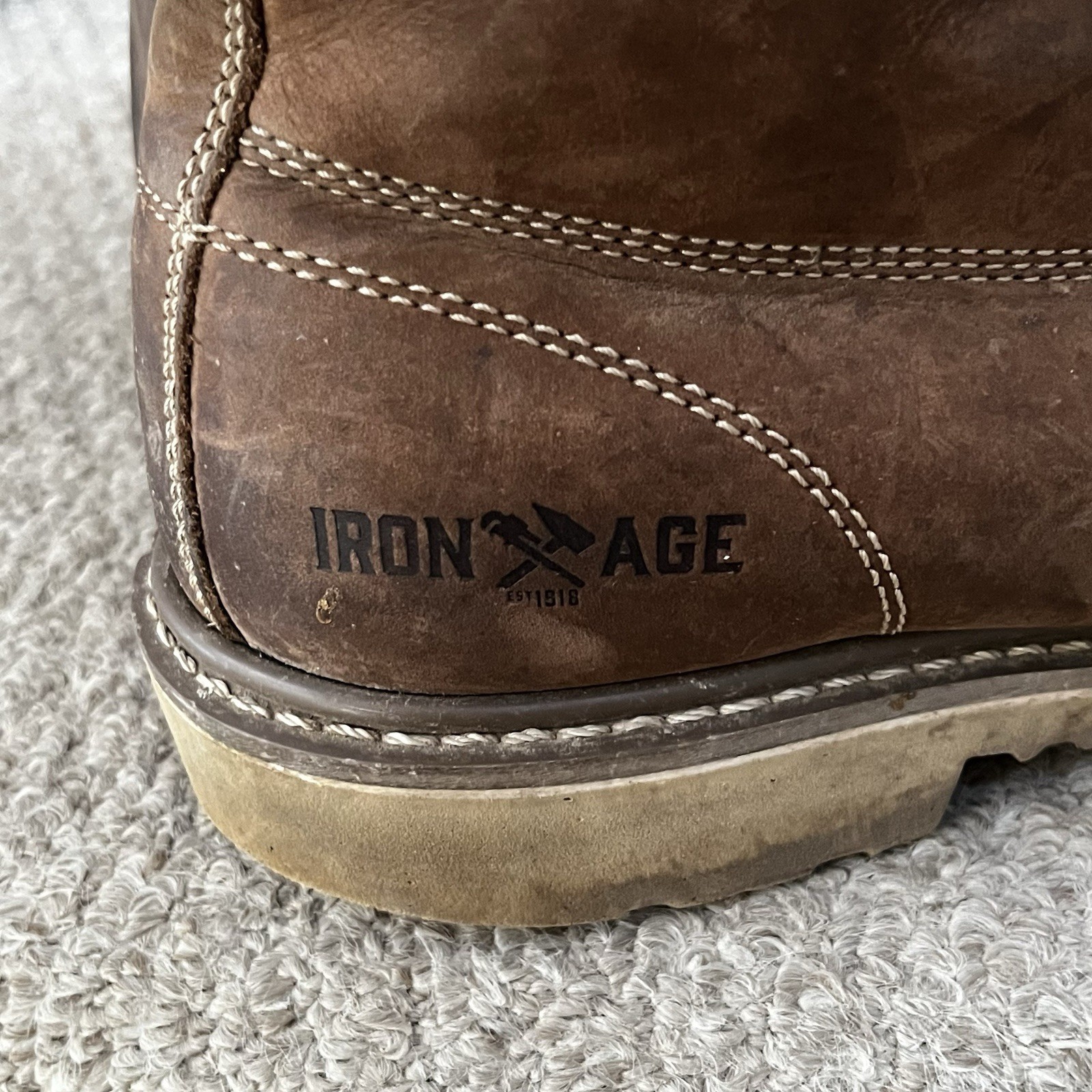 Iron Age Mens Steel Toe Waterproof Work Boots Size 11.5 W Brown Leather