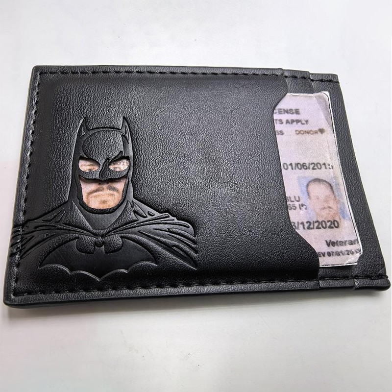 Personalized Leather Bat Wallet Superhero Mask Card Holder Heroic ID Wallet.