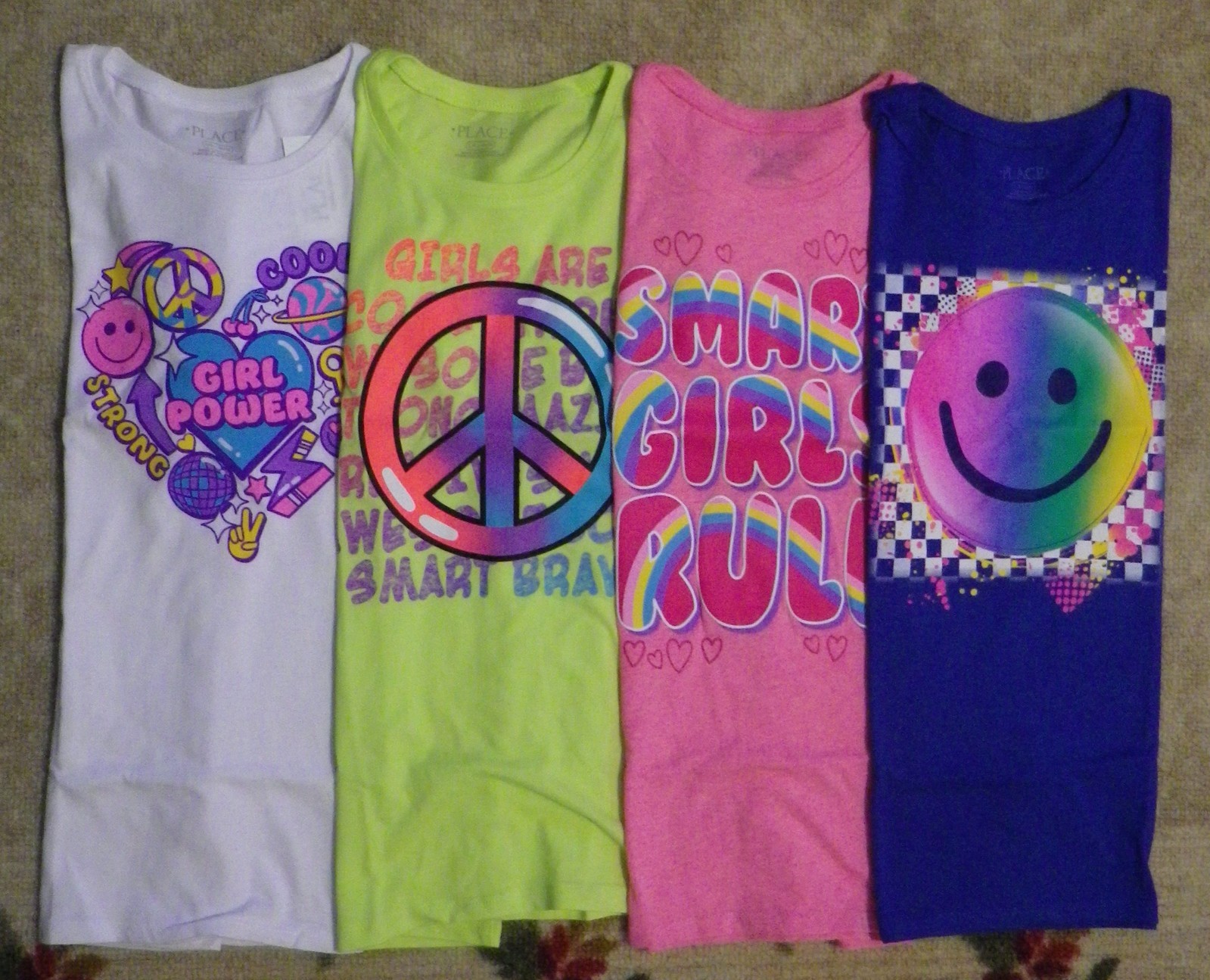 The Children’s Place Girls Novelty Lot 4 Short Sleeve Tops Size L 10/12 NWT