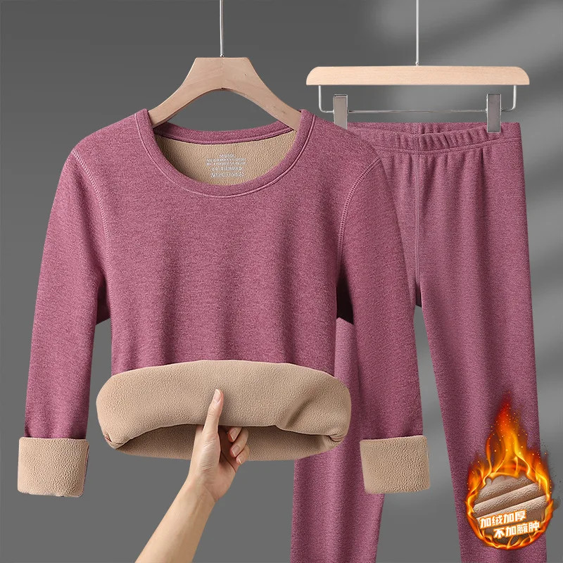 Winter Thermal Underwear Sets Men Women Velvet Tops +Long Pants Comfortable