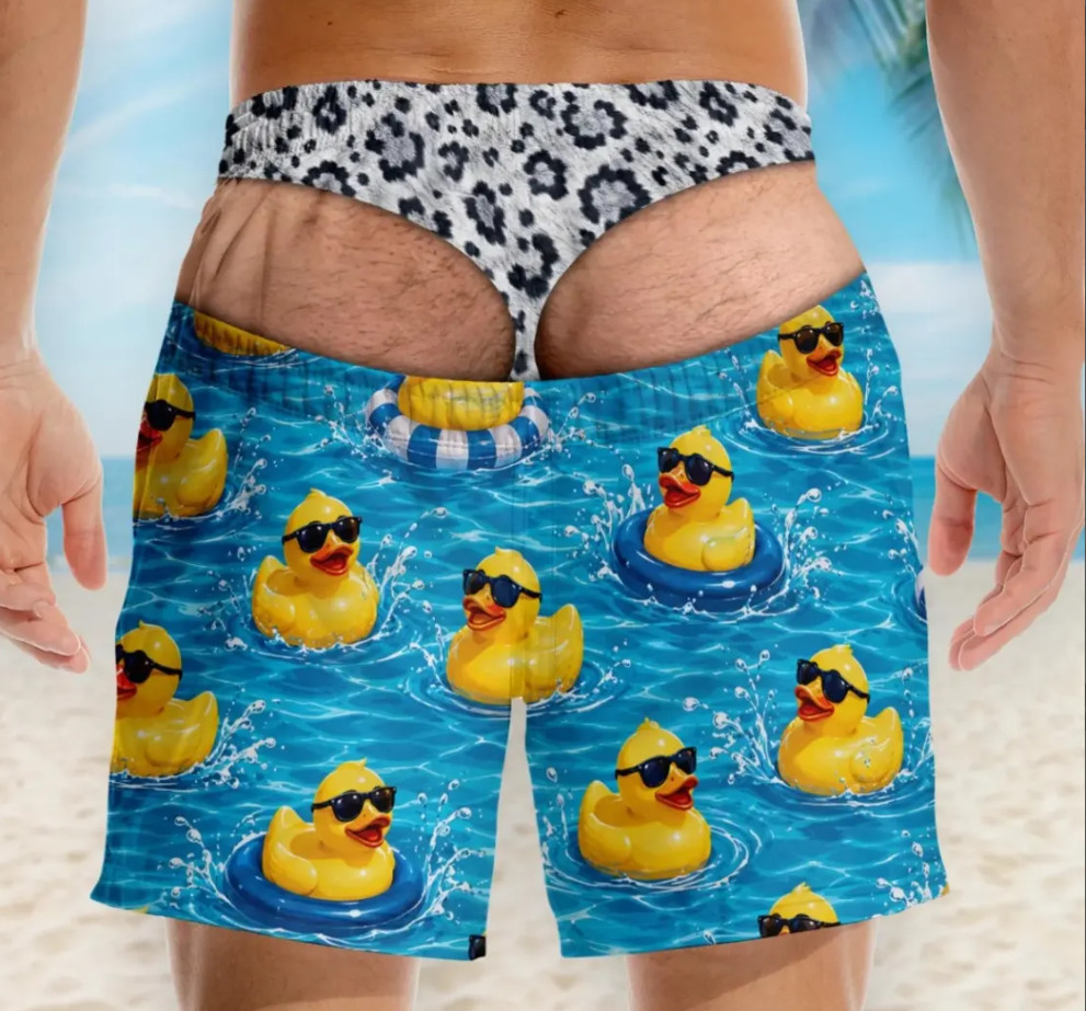 Funny Men’s Beach Shorts Novelty Bathing Suit Birthday Gift for Husband