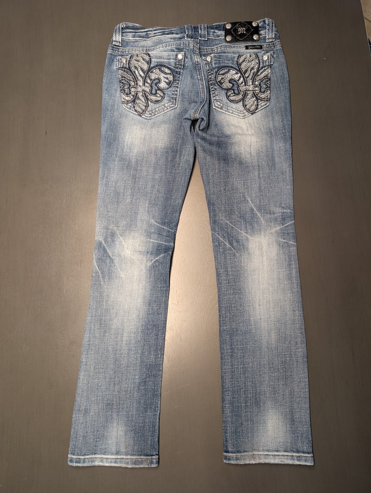 Miss Me Jeans – For Buckle Boot Cut Size 28 Bling Fleur De Lis 28/31 Vintage Y2K