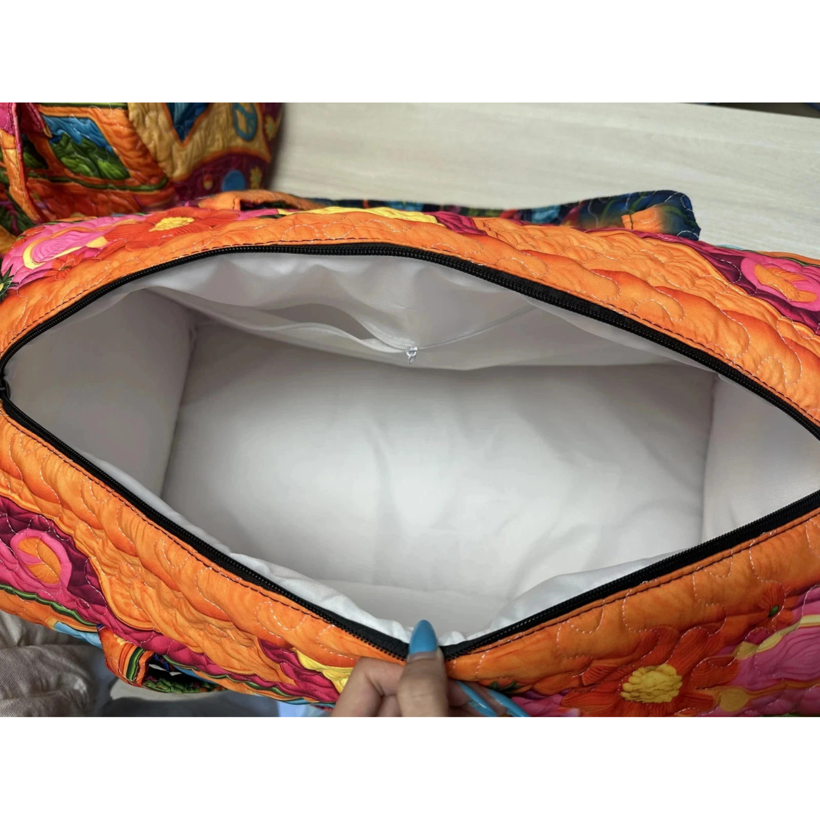 Unisex Boho Quilted Weekender Bag – Large Hippie Van Quilted Duffle Bag Carry-on