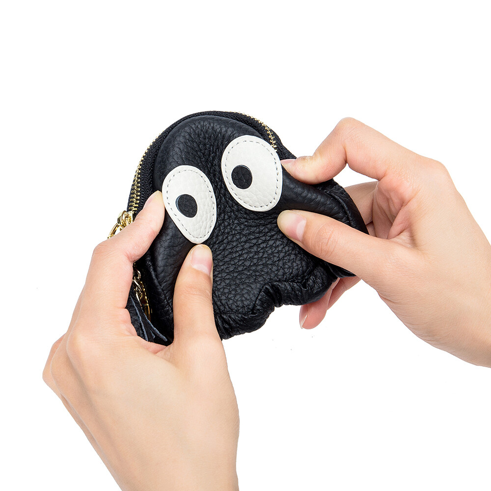 100% Genuine Leather Cartoon Coin Purse Zipper Change Pouch Women’s Mini Wallet