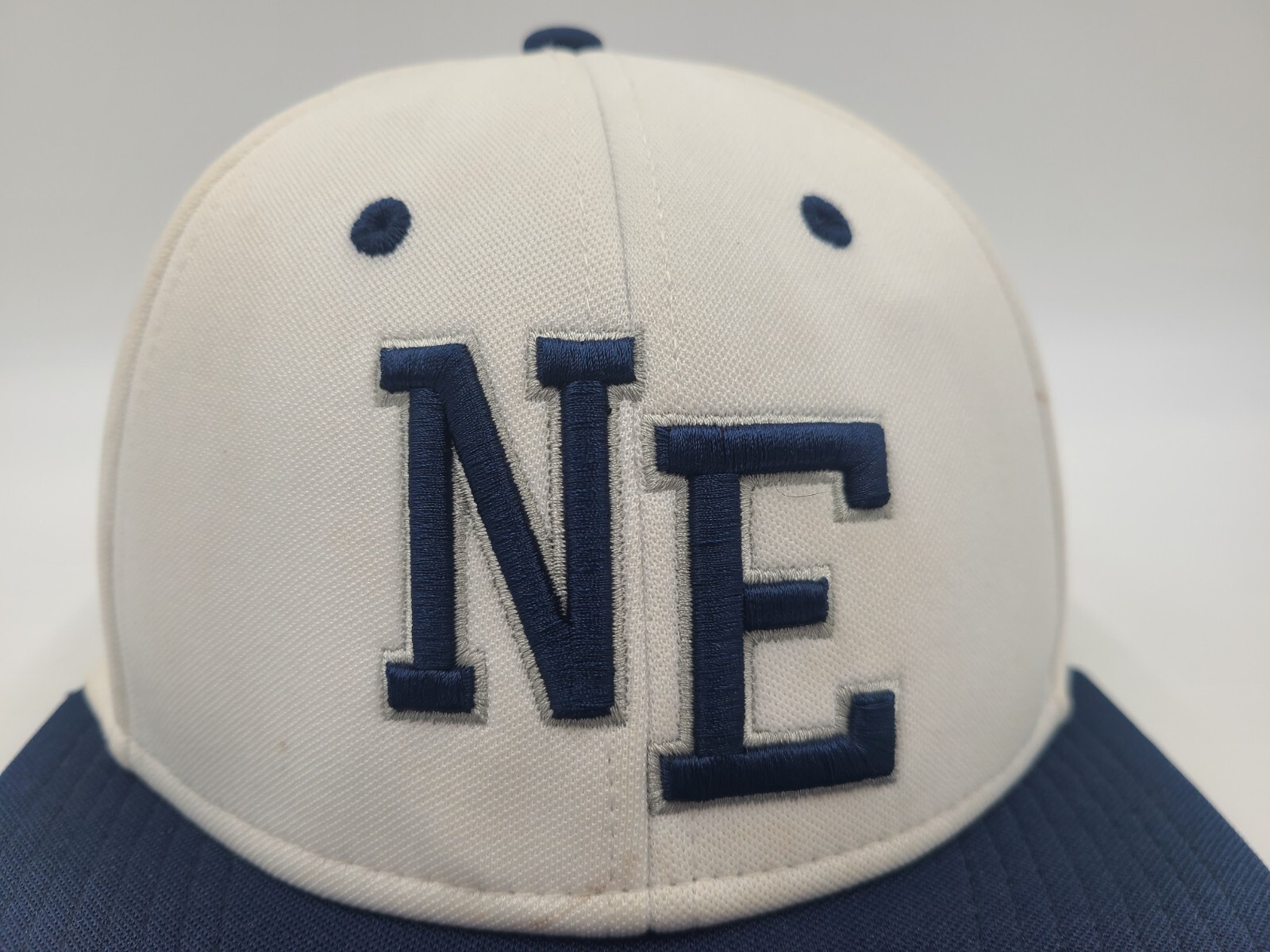 Northeastern High School Eagles The Game Pro Flex Fitted S Hat Cap White Blue