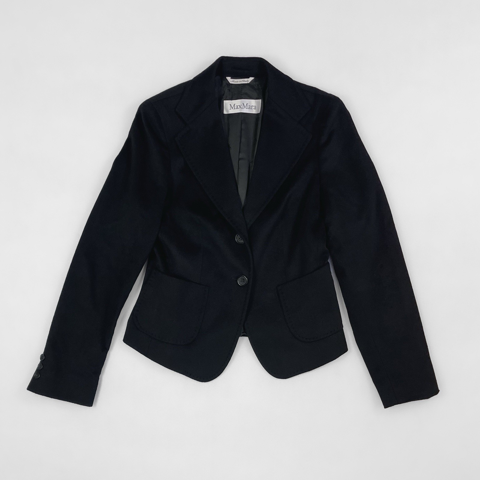Max Mara Jacket Black Camel Hair Coat Jacket Tailored Blazer | UK 8 IT 40