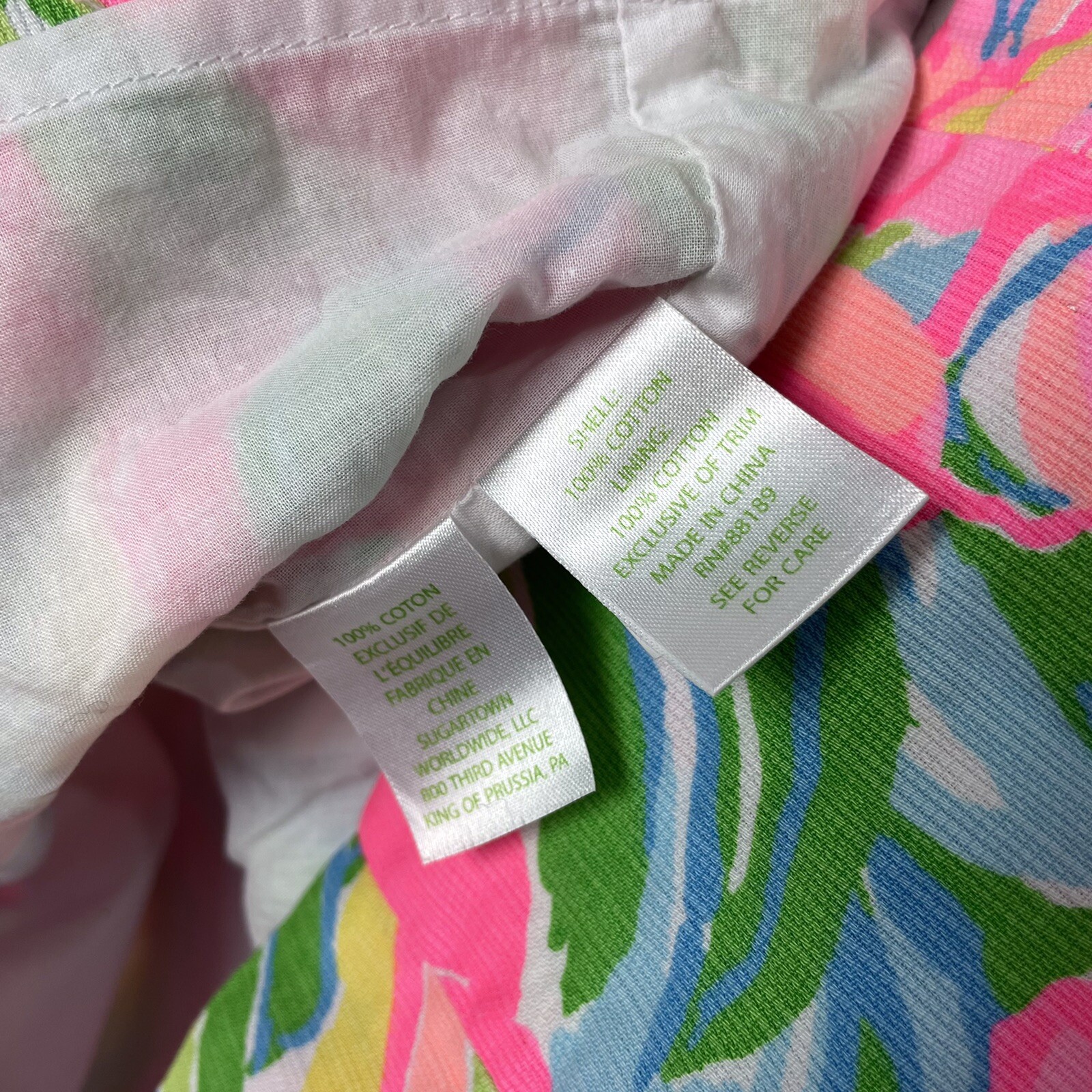 Lilly Pulitzer Tessa Shift Dress 2 Floral Tropical Print Embroidered Pink Green