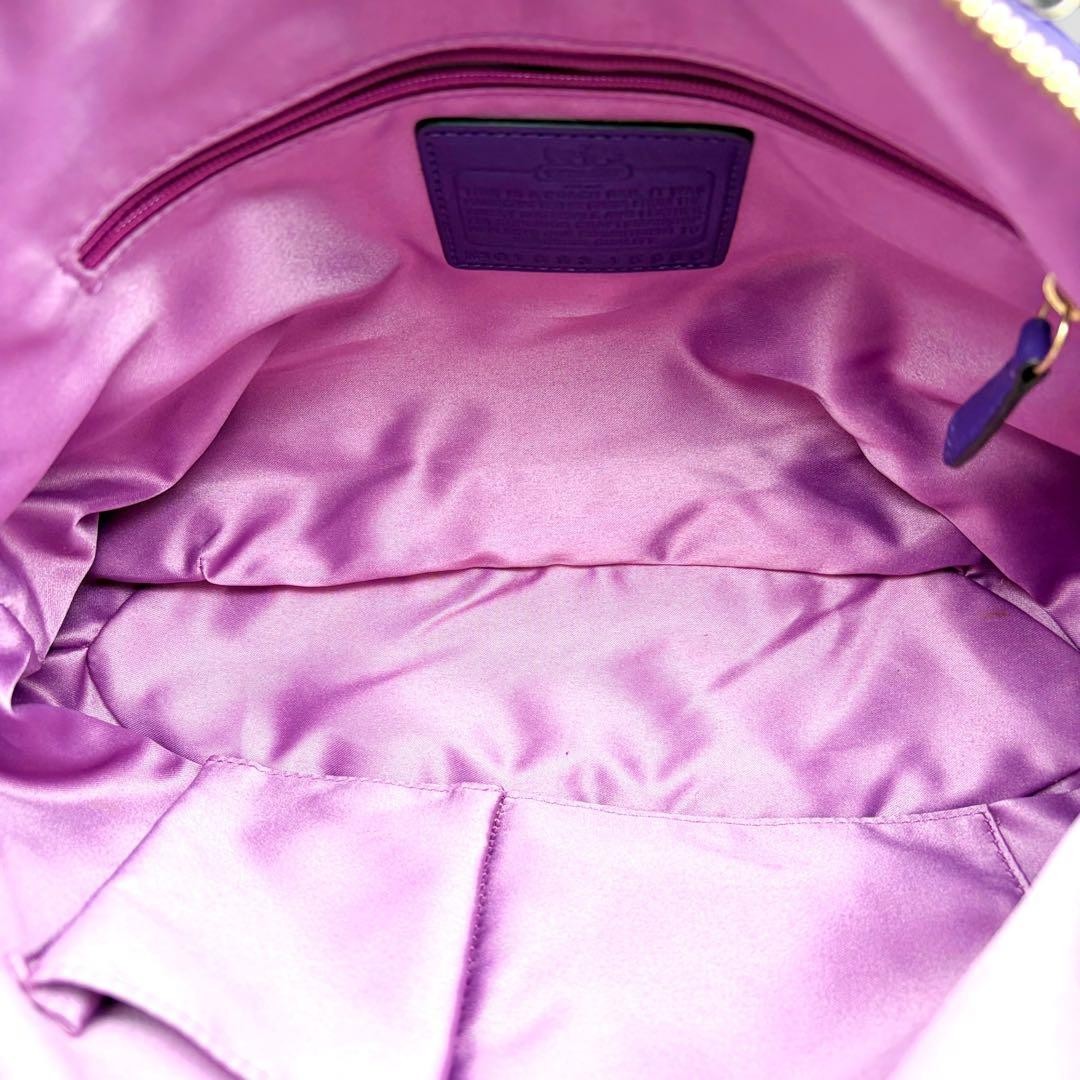 Coach Madison Satchel Leather Purple Handbag 2way Shoulder Bag Authentic Genuine
