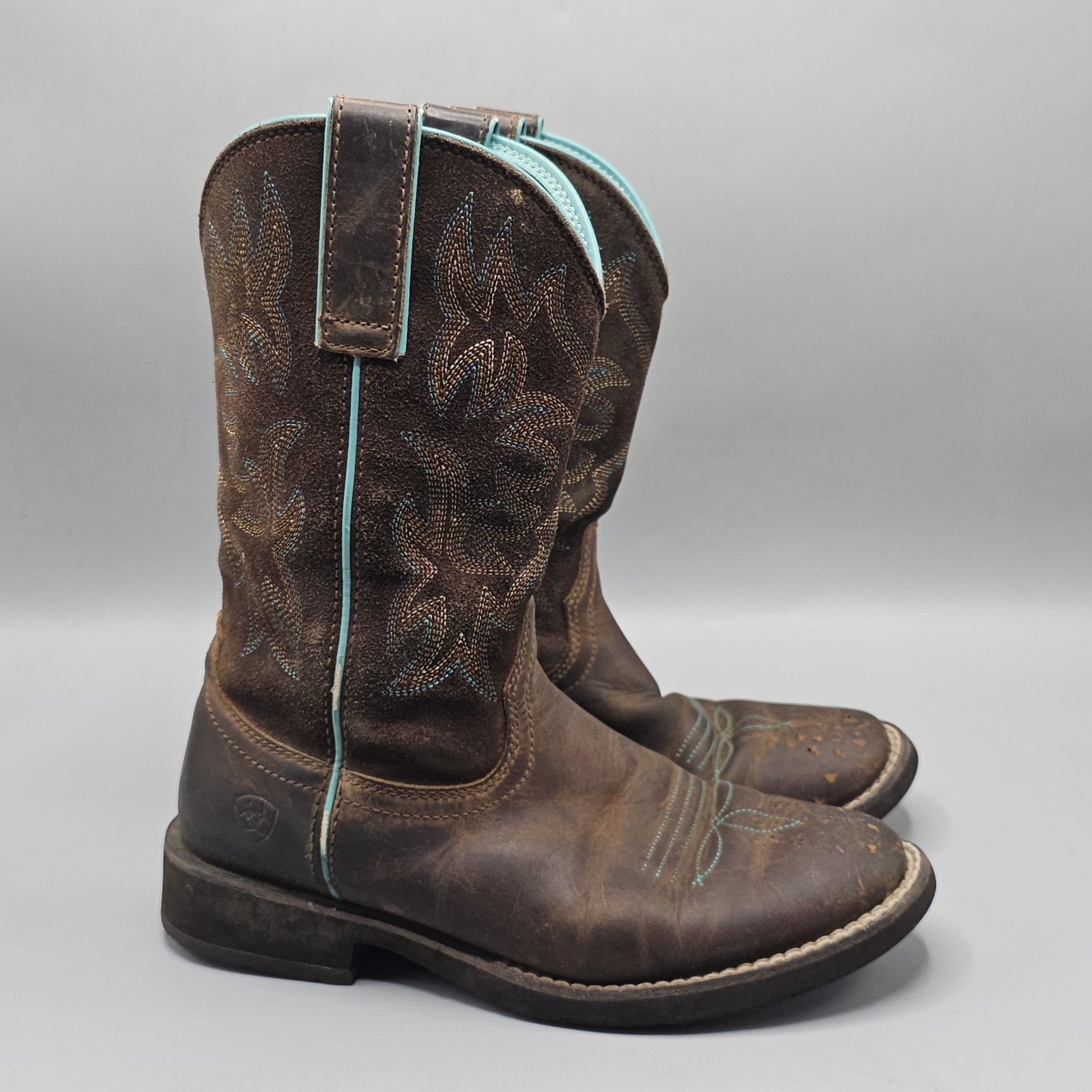 Ariat Delilah Western Boot Brown Turquoise Womens Size 6.5B Cowgirl Leather