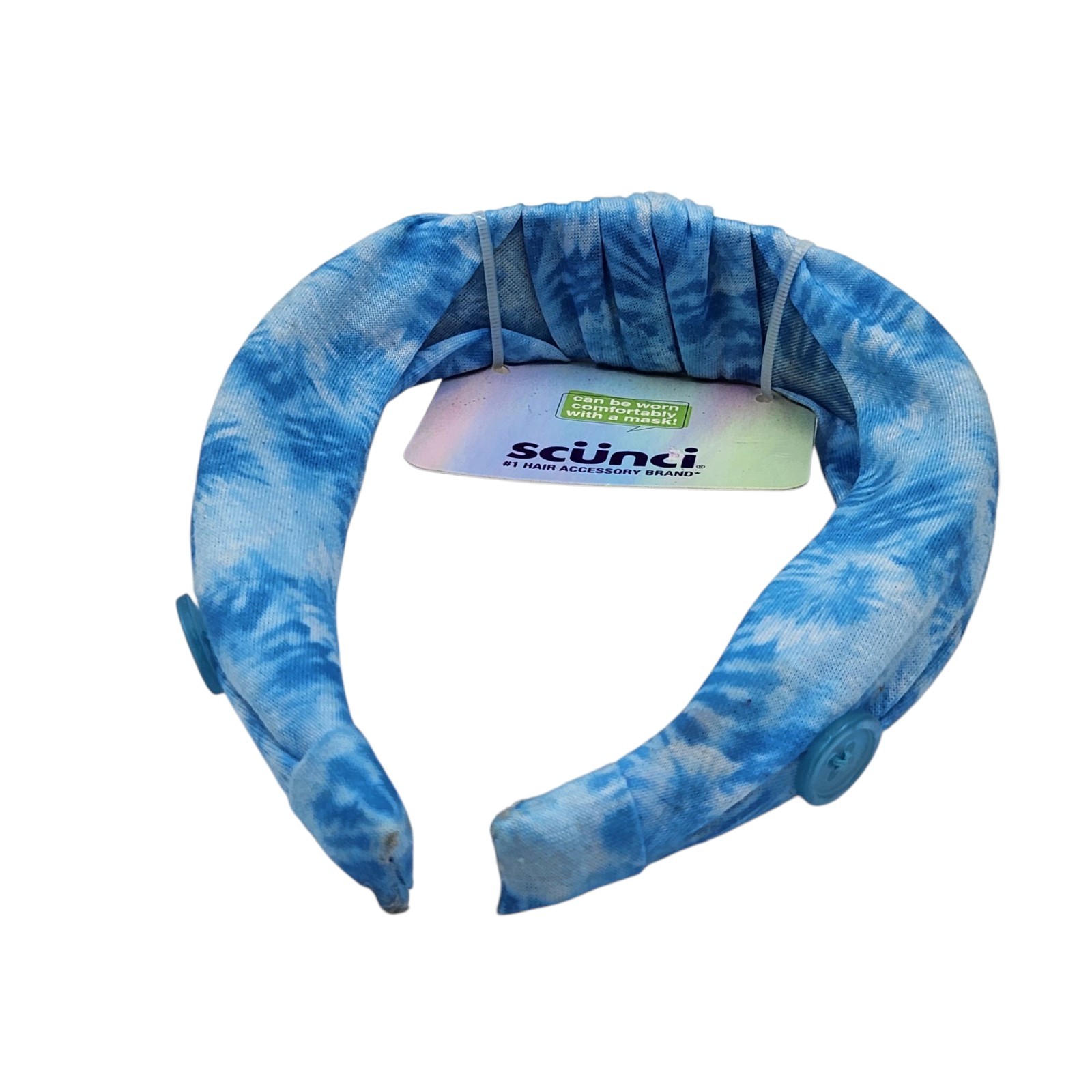 Scunci U Got This Headband with Buttons for Mask 3 Pcs Multicolor Tie Dye Set