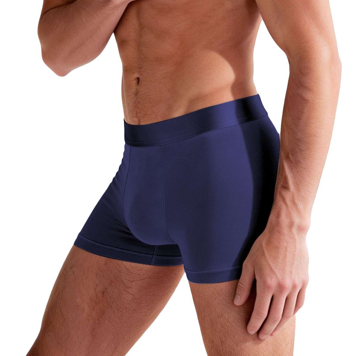 3pcs Men’s Bamboo Fiber Boxer Briefs Breathable Pouch Elastic Waist Underwear