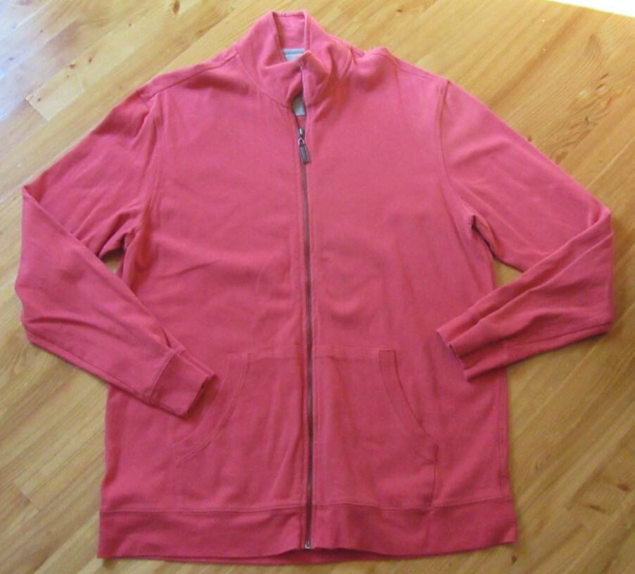 Club Room L Mens Coral Full Zip Collar L/S 2 Front Pockets SweatShirt Great PreO