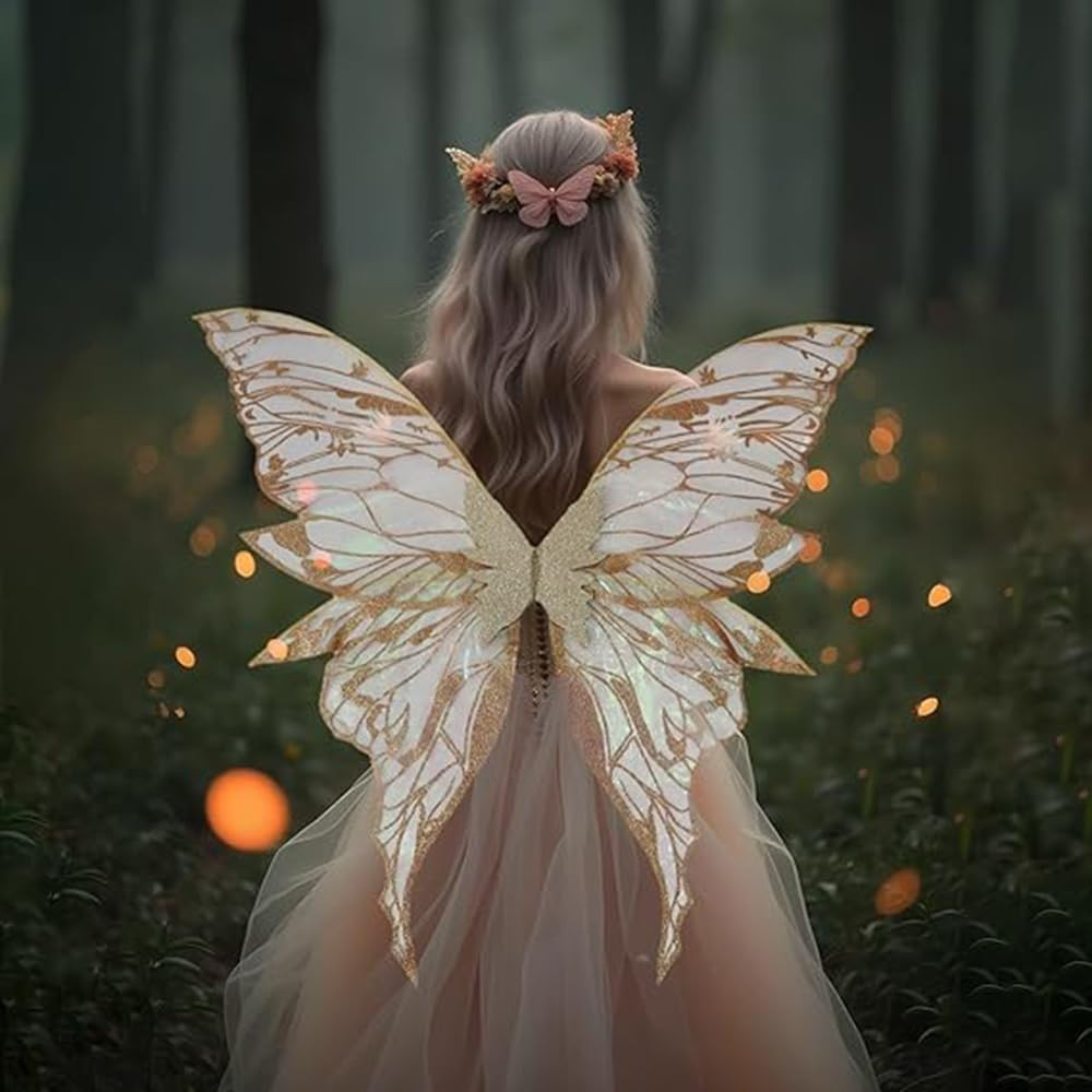 Adult Fairy Wings, Shiny Transparent Angel Wings, Halloween Costume Accessory