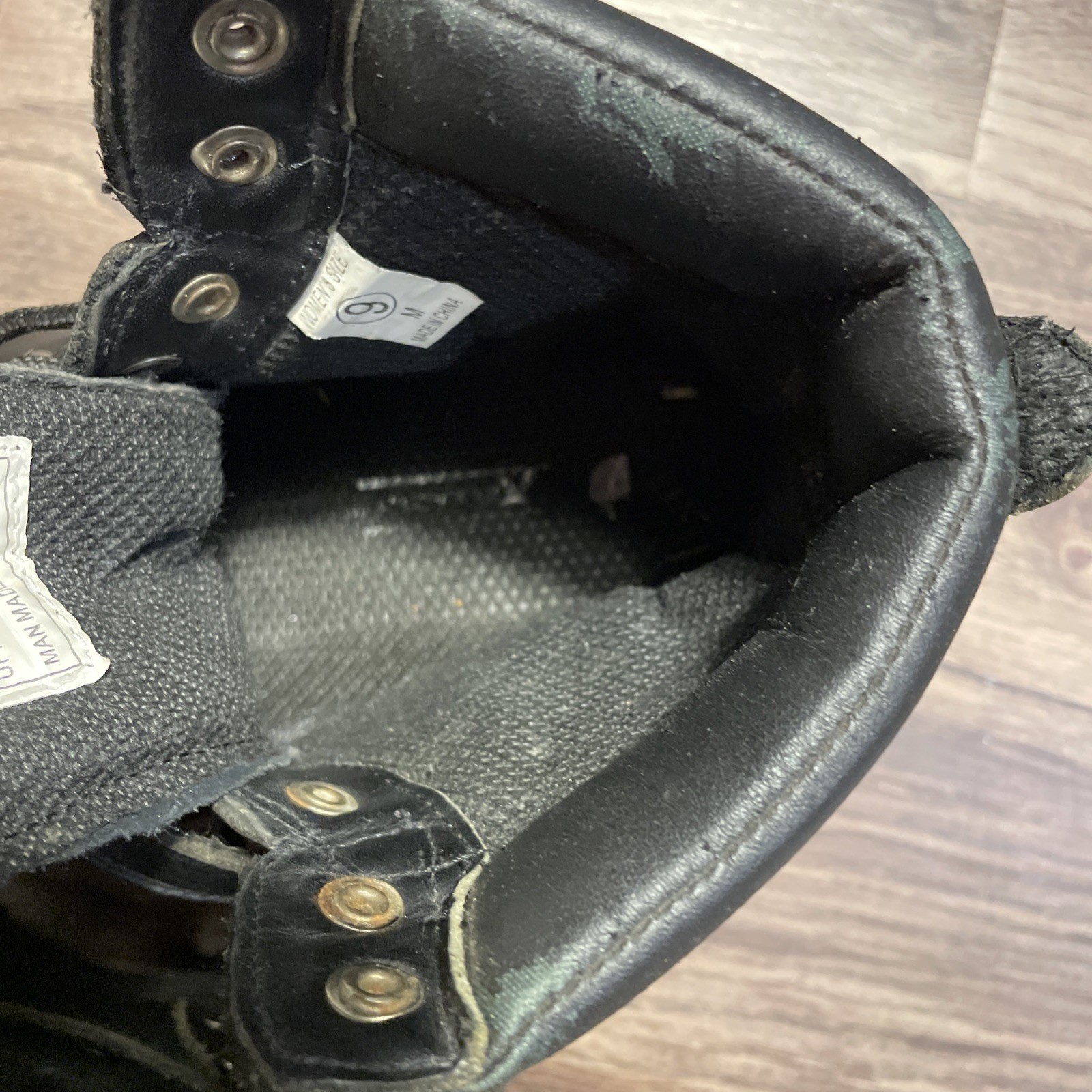 Element Motorcycle Boots Womens Size 9 Black Leather Logo Zip up Snap Lace Up