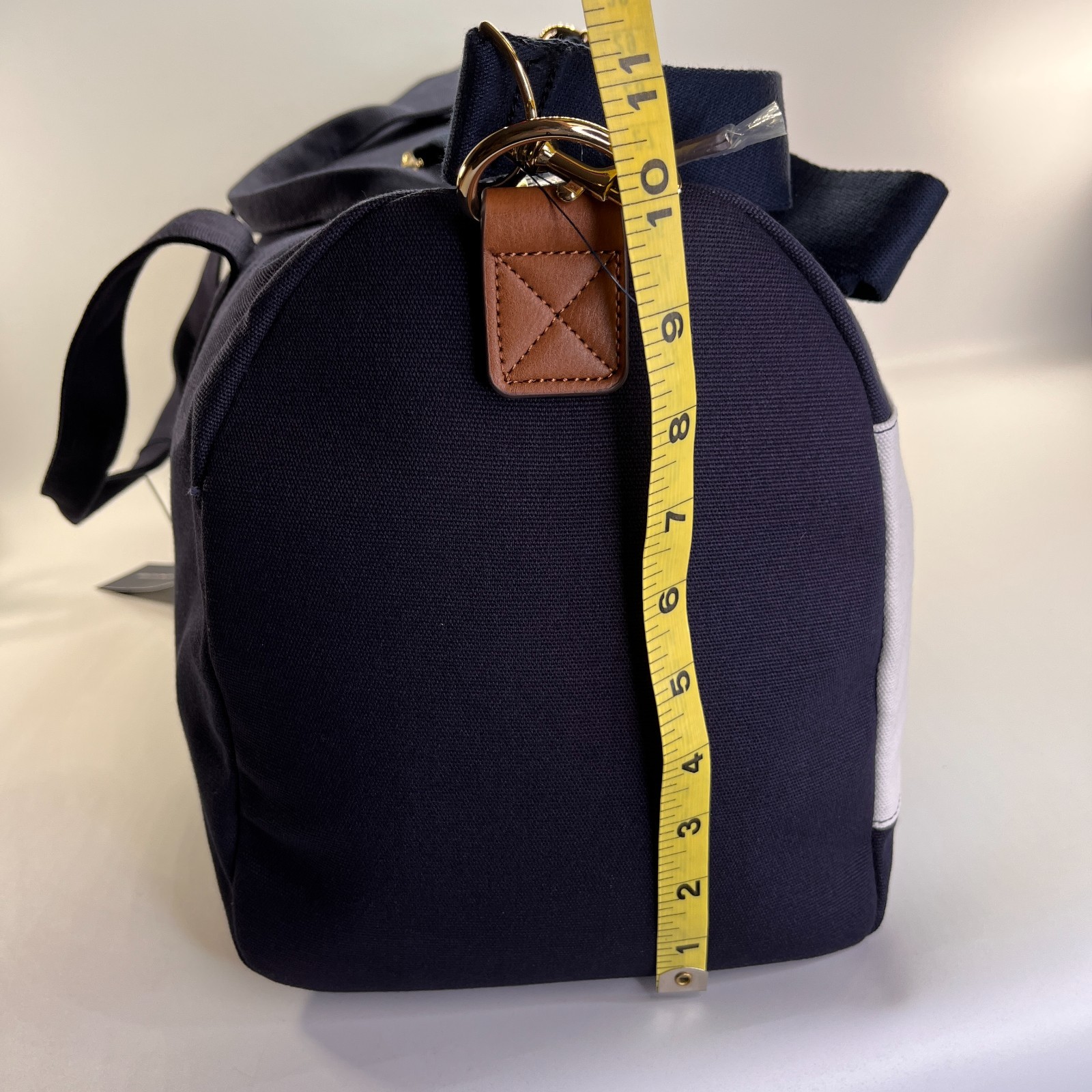 Tommy Hilfiger Duffle Bag Colorblock Navy Red White Canvas Gym Travel Weekender