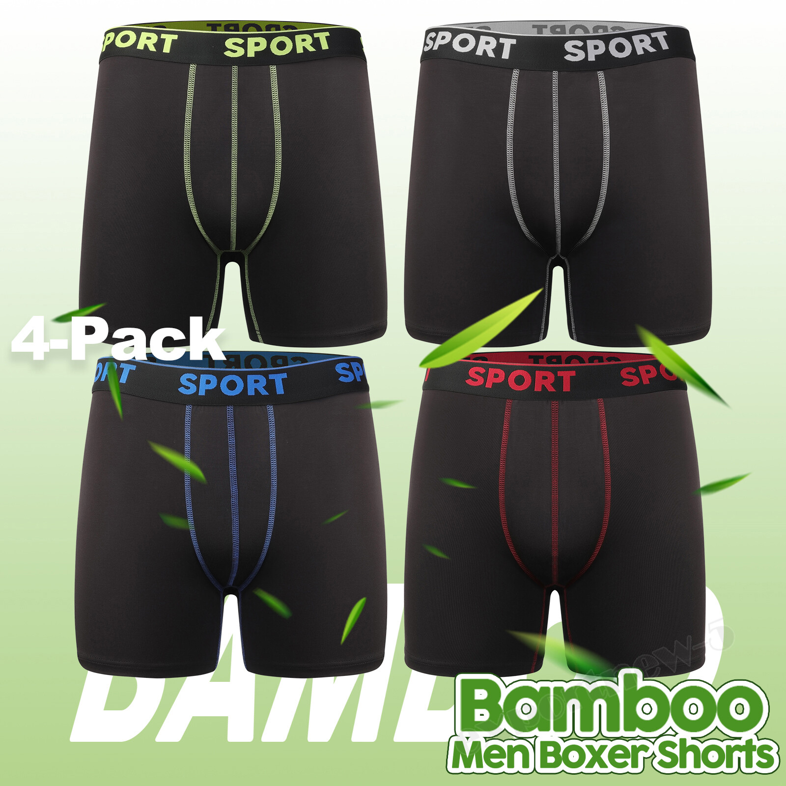 4 PCS Men’s Underwear Soft Boxer Briefs Breathable Comfortable Bamboo Trunks