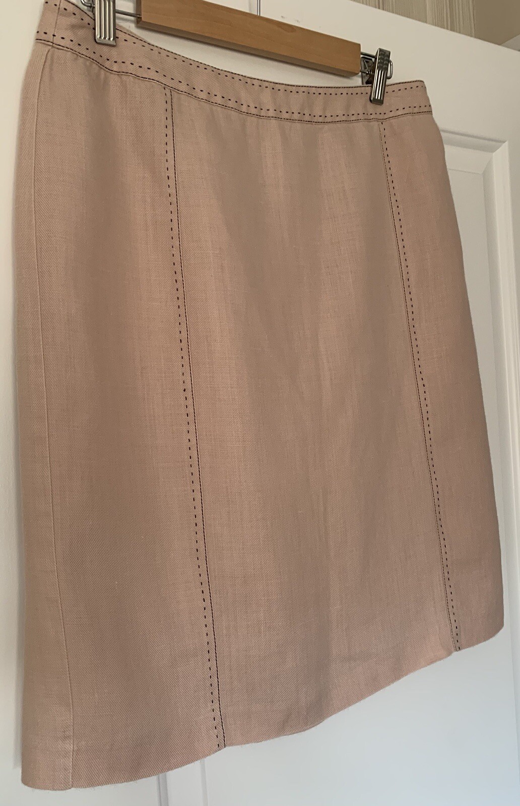 Next Tailoring 100% Ramie Skirt Size 14 Lined Pale Pink Pleated Smart Stylish