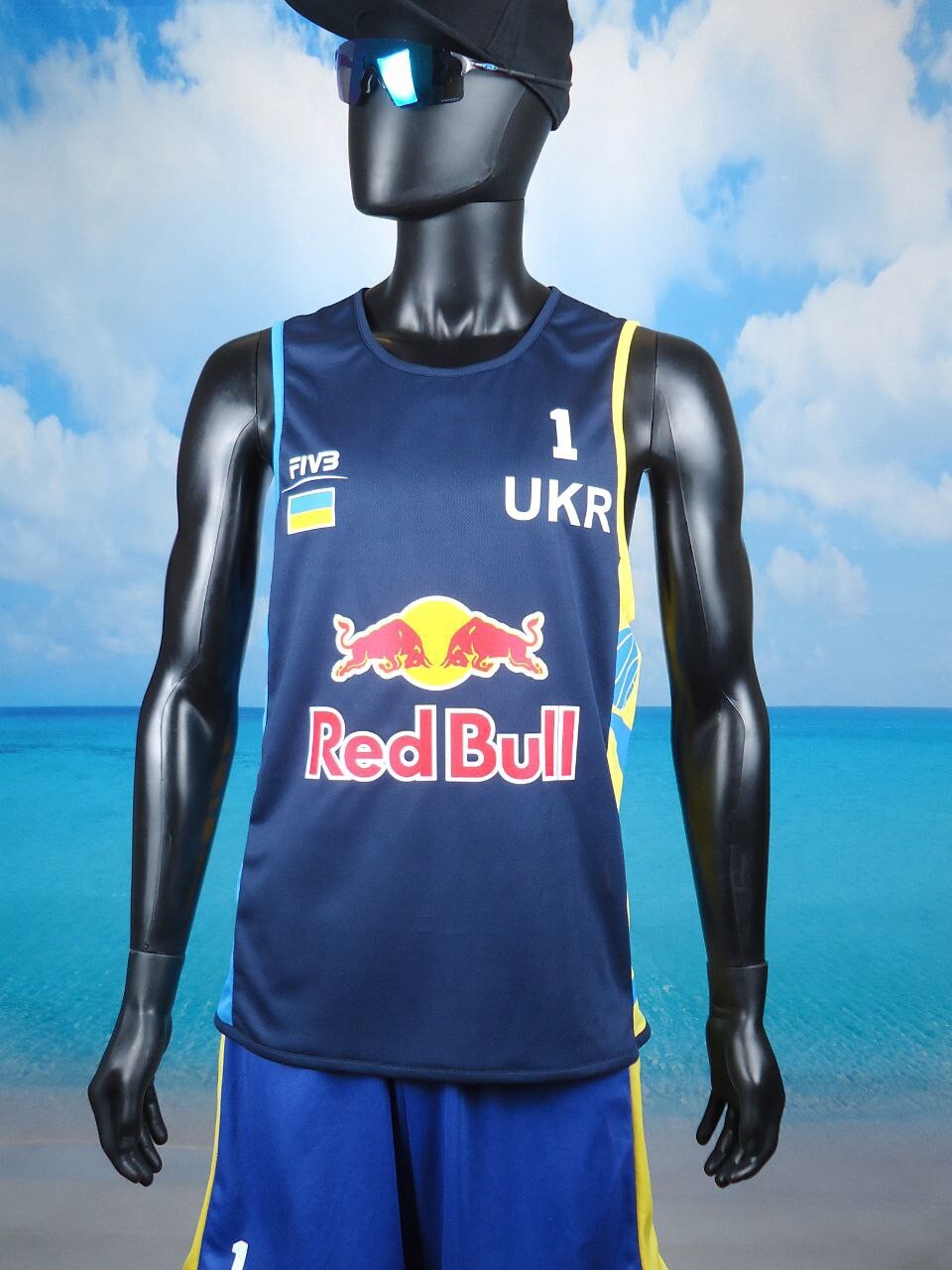 Beach Volleyball Jersey UKRAINE #1 Navy Size S, M, L, XL, 2XL New