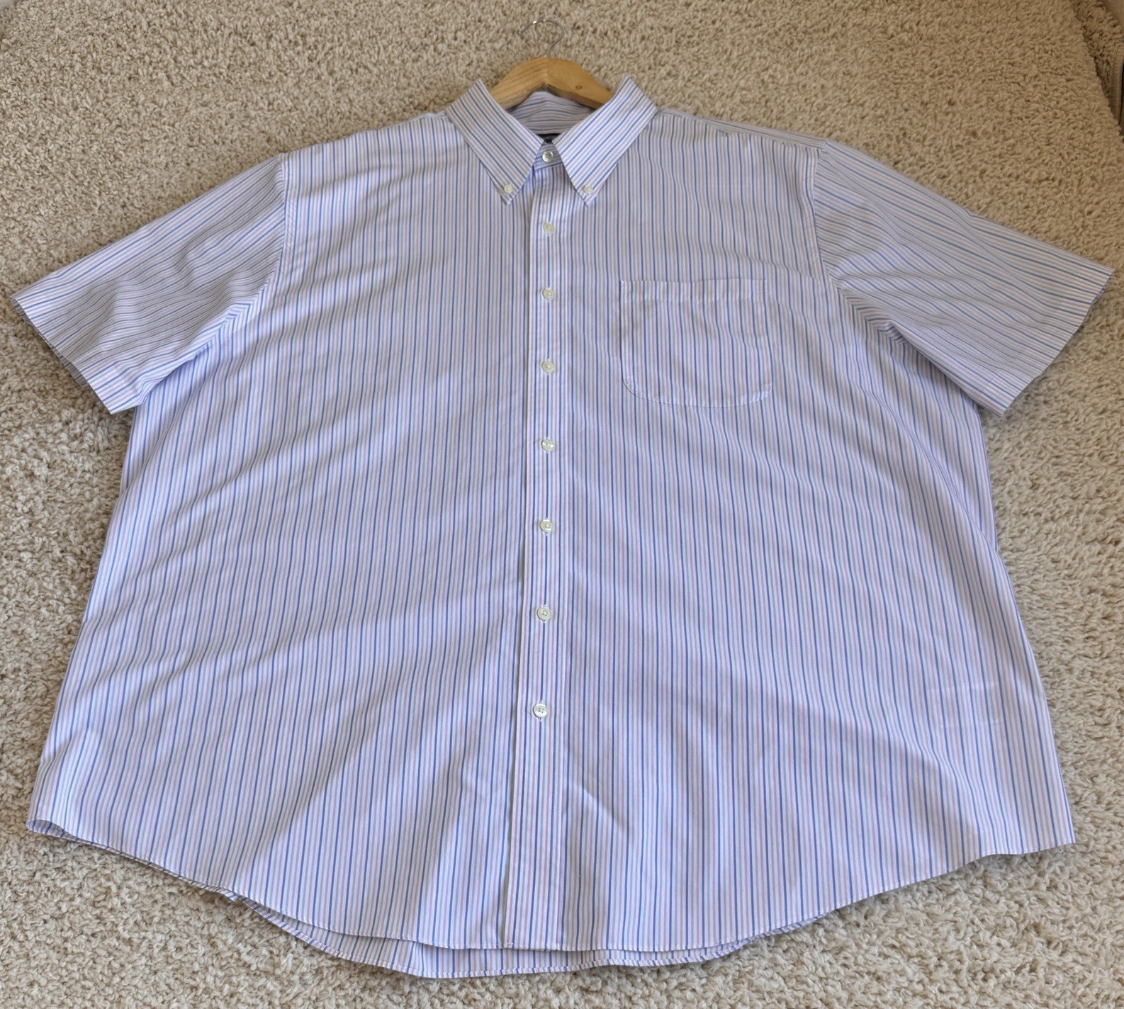 Brooks Brothers 1818 Men’s 3XL Non Iron Button Front Blue Pink Stripe Cotton
