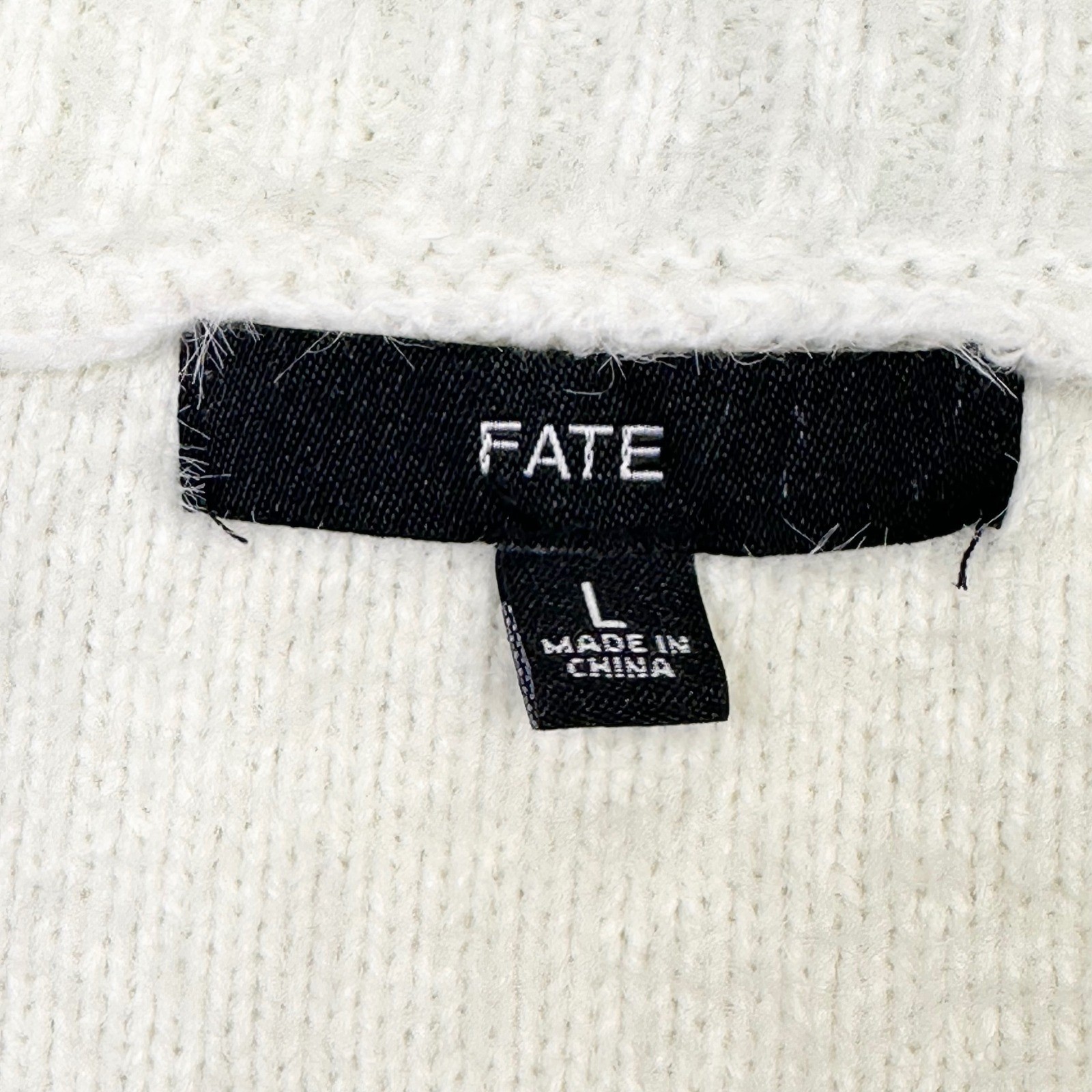 FATE Color Block Sweater Womens Size L White Gray Black Acrylic Blend Knit