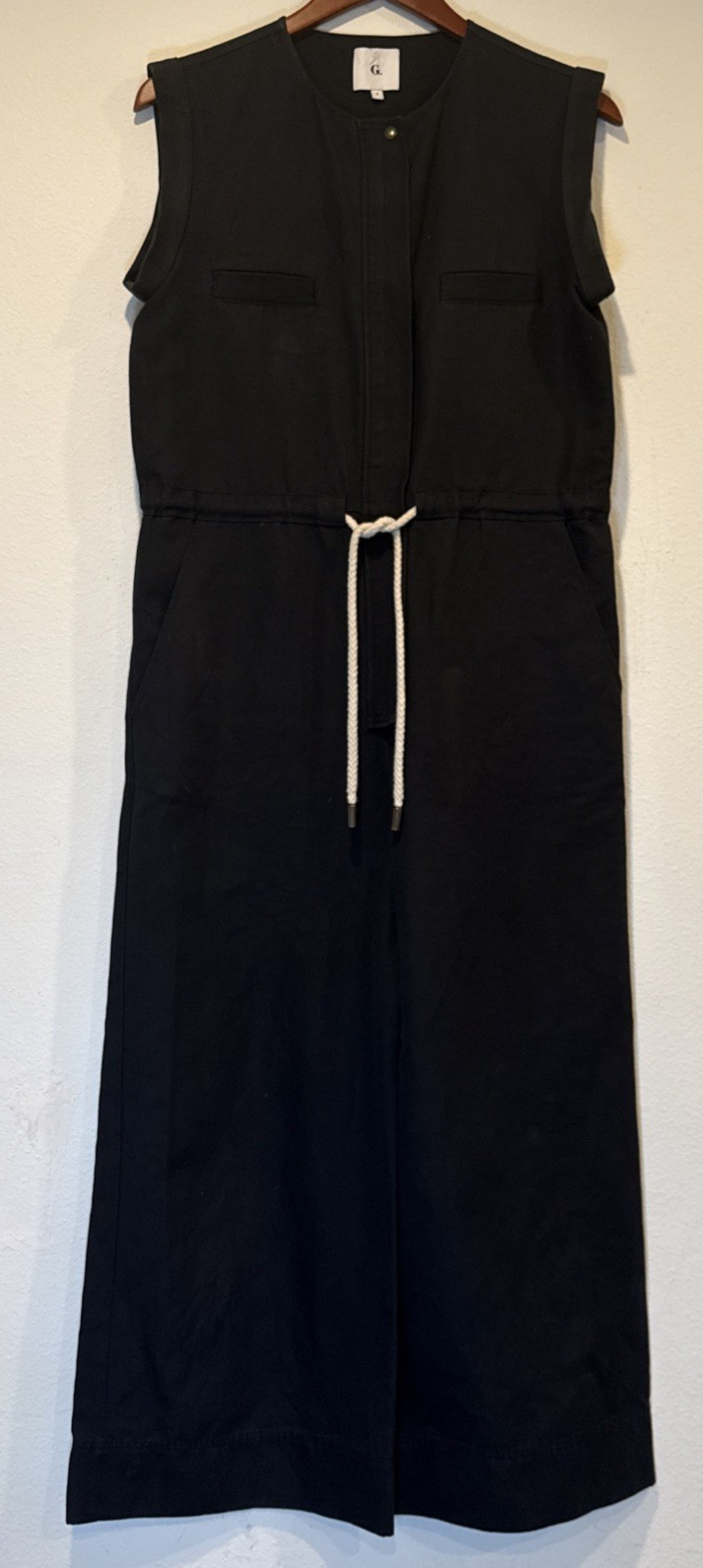 G. Label by Goop Sleeveless Parachute Jumpsuit Navy Linen Blend Sz 4 Italy