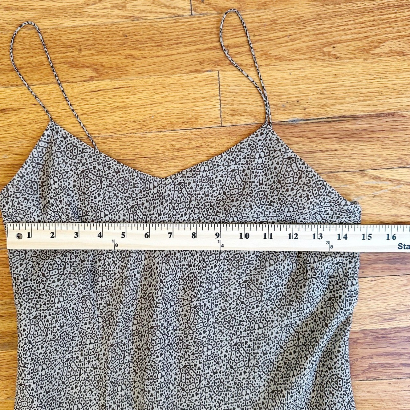 VTG Y2K Ann Taylor Brown Abstract Silk Midi Slip Dress Sz 2 90s Fairy Feminine