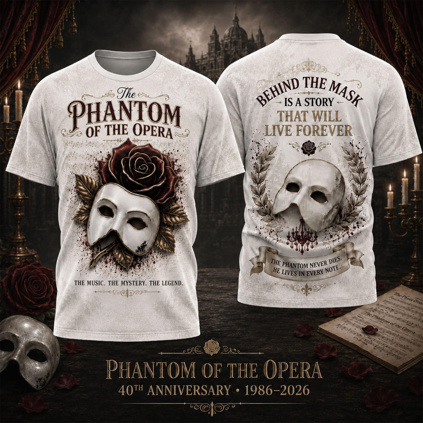 Phantom of the Opera 40th Anniversary 1986-2026 Shirt – All Over Print