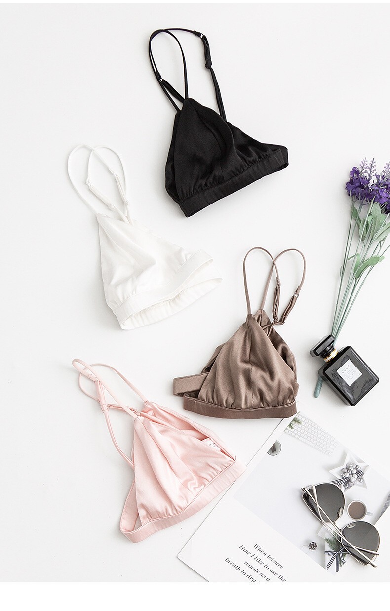 88% Mulberry Silk 12% Spandex Women Bra Thin Wire Free Wireless Bralette TG121